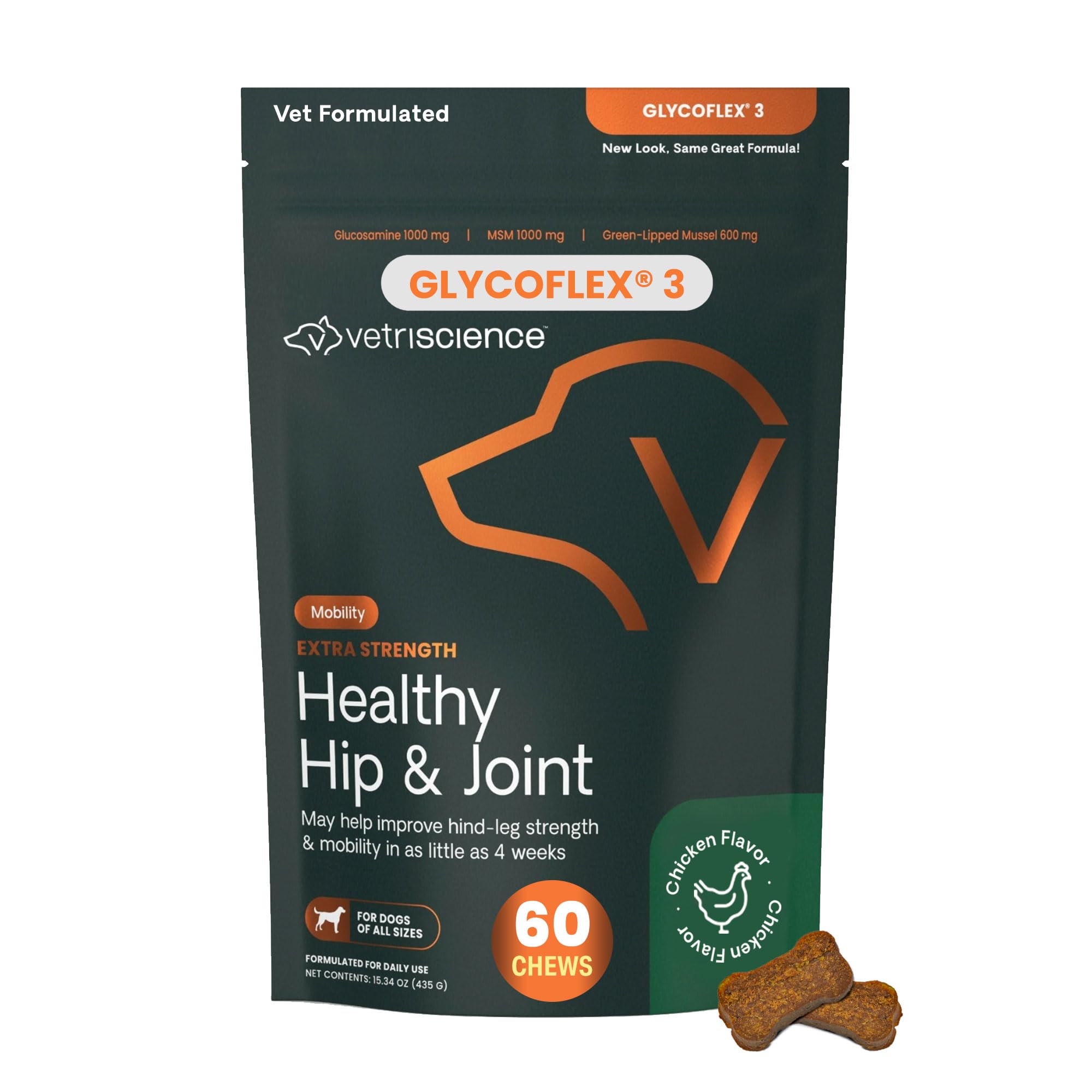 VetriScience Laboratories, GlycoFlex 3 Hip and Joint Supplement for Small Dogs, 60 Bite Sized Chews
