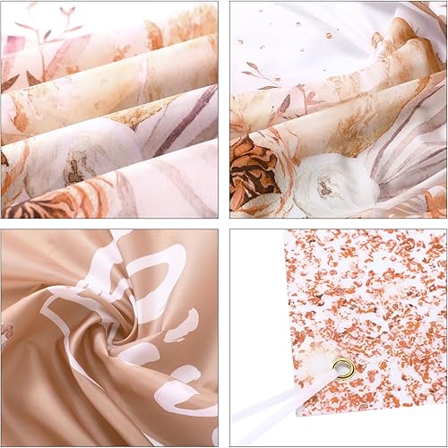 Miniatura 6 de VitalCozy Telón de fondo de feliz cumpleaños de 7 x 5 pies, color rosa y dorado rosa de las pampas, fondo floral de confeti con purpurina,