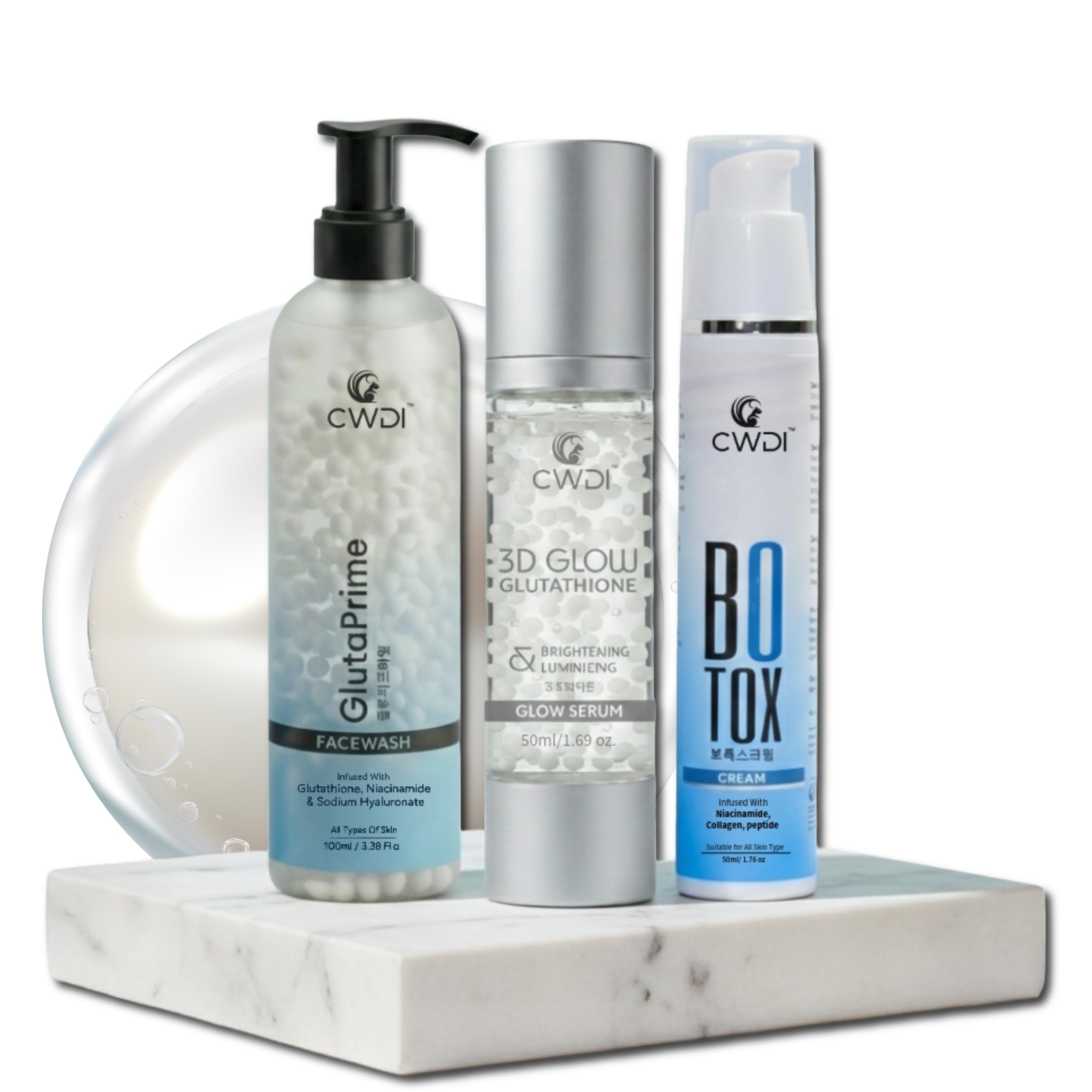 Time Reverse Trio Skincare Set - GlutaPrime Face Wash, Glutathione 3D Serum & Advance Peptide Cream | Complete Anti-Ageing, Brightening & Hydrating Routine (100ml + 50ml + 50g)-image-28