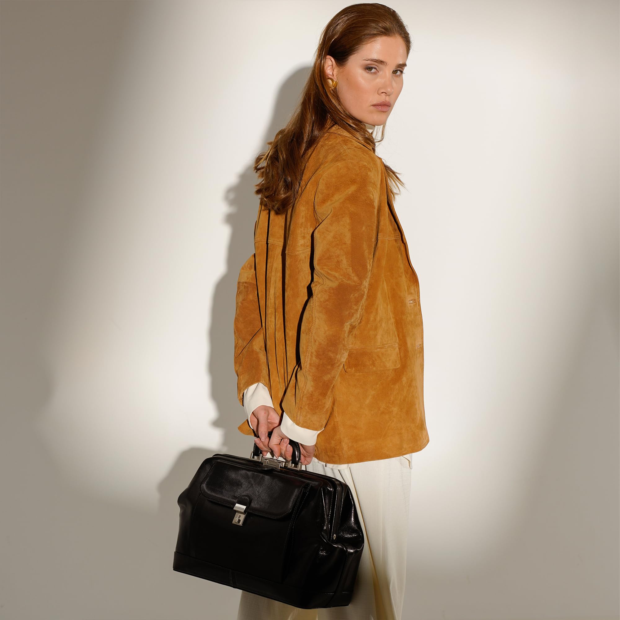 Time Resistance Sac de Médecin en Cuir – Sac à Poignée Supérieure – Mallette Médicale – Sac Gladstone