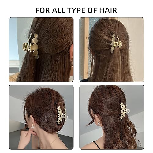 Miniatura 4 de Tianhoudeger - 2 pinzas para el cabello para mujeres y niñas, pinzas de metal de mariposa para cabello grueso y rizado, ópalos artificiales de moda,