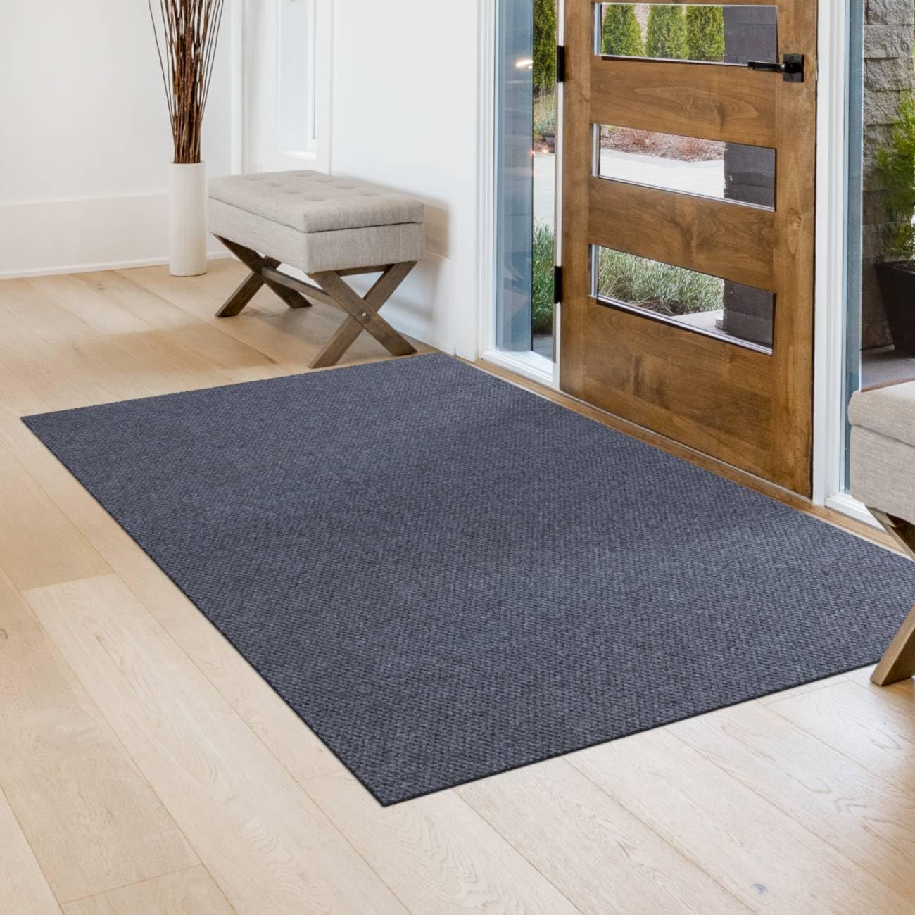 ANRO Schmutzfangmatte Meterware Teppichläufer Schmutzfangläufer Teppichboden BOB Bodenbelag robust rutschfest Auslegware für Eingang Flur Büro Keller 350 x 120 cm Grau