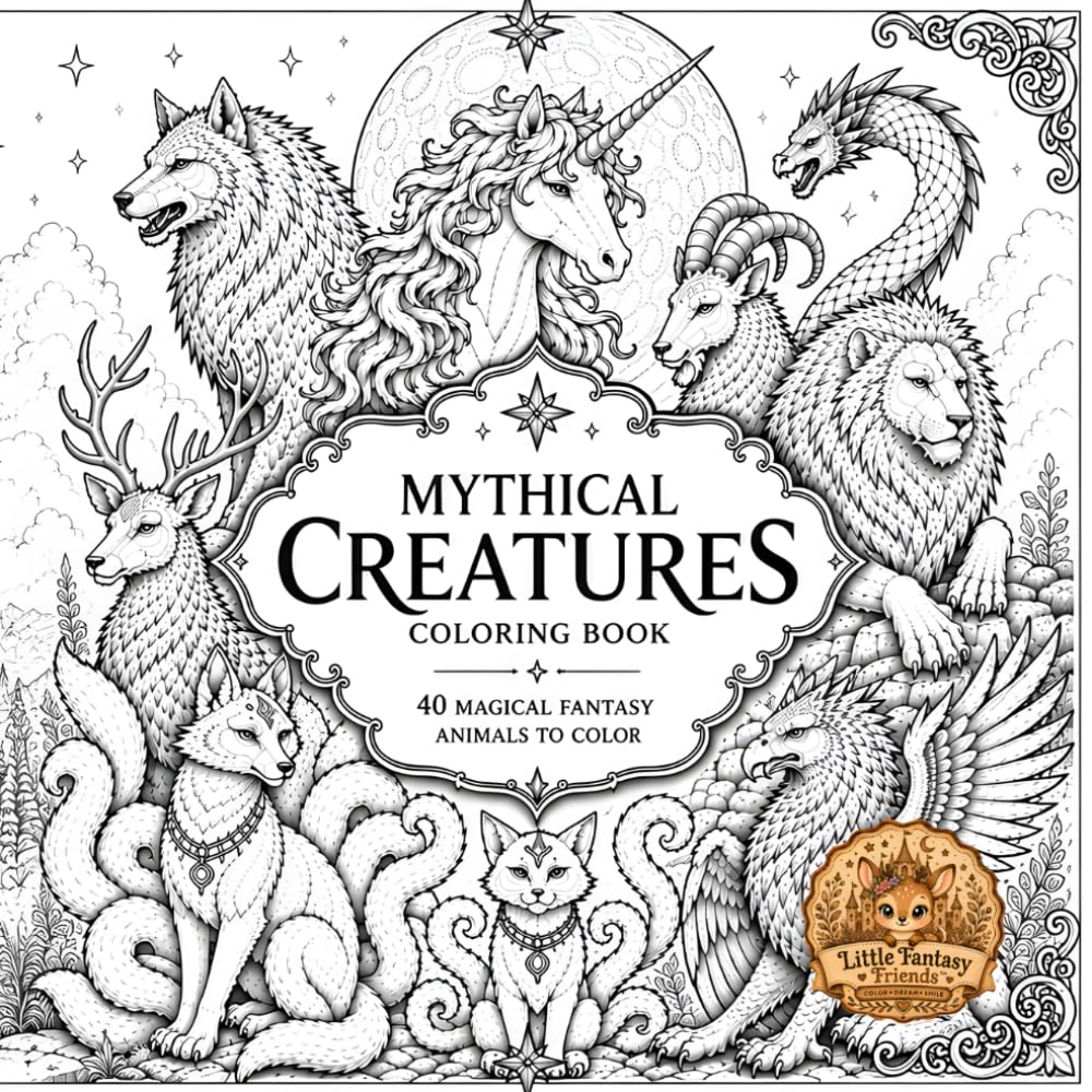 Mythical Creatures Coloring Book: Mythical Creatures Coloring Book for Adults and Teens: 40 Fantasy Designs Featuring Dragons, Unicorns, Phoenixes, Griffins, and Legendary Beasts (Fantasy Friends)