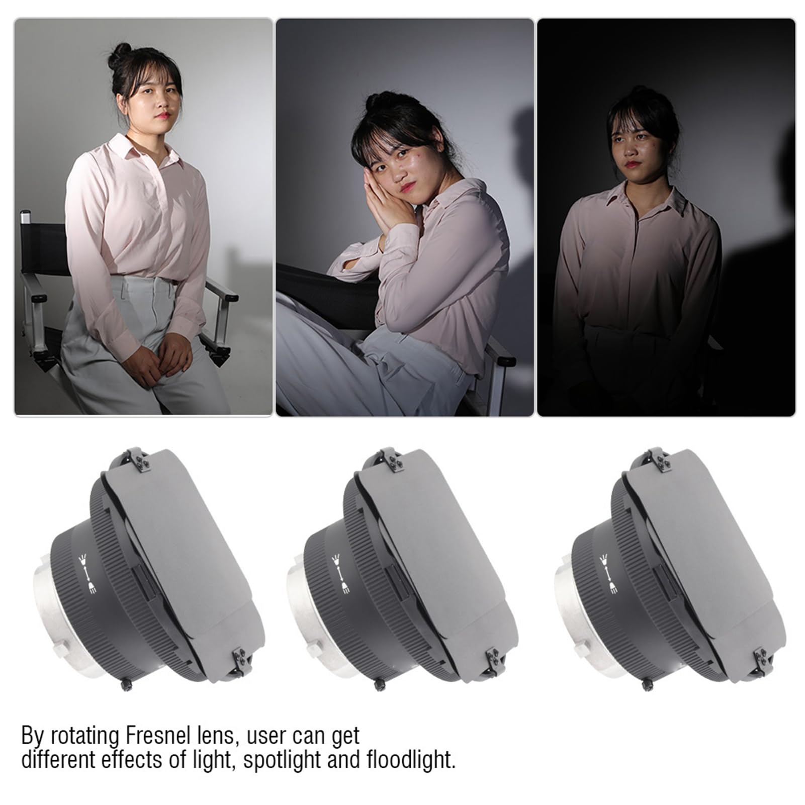 NiceFoto FD‑110 Ajusteur de Lentille de Fresnel pour Lumière de Photographie à Monture, Ajusteur de Filetage à une Seule Main, Effets de Projecteur et de Projecteur de Lumière Uniformes,