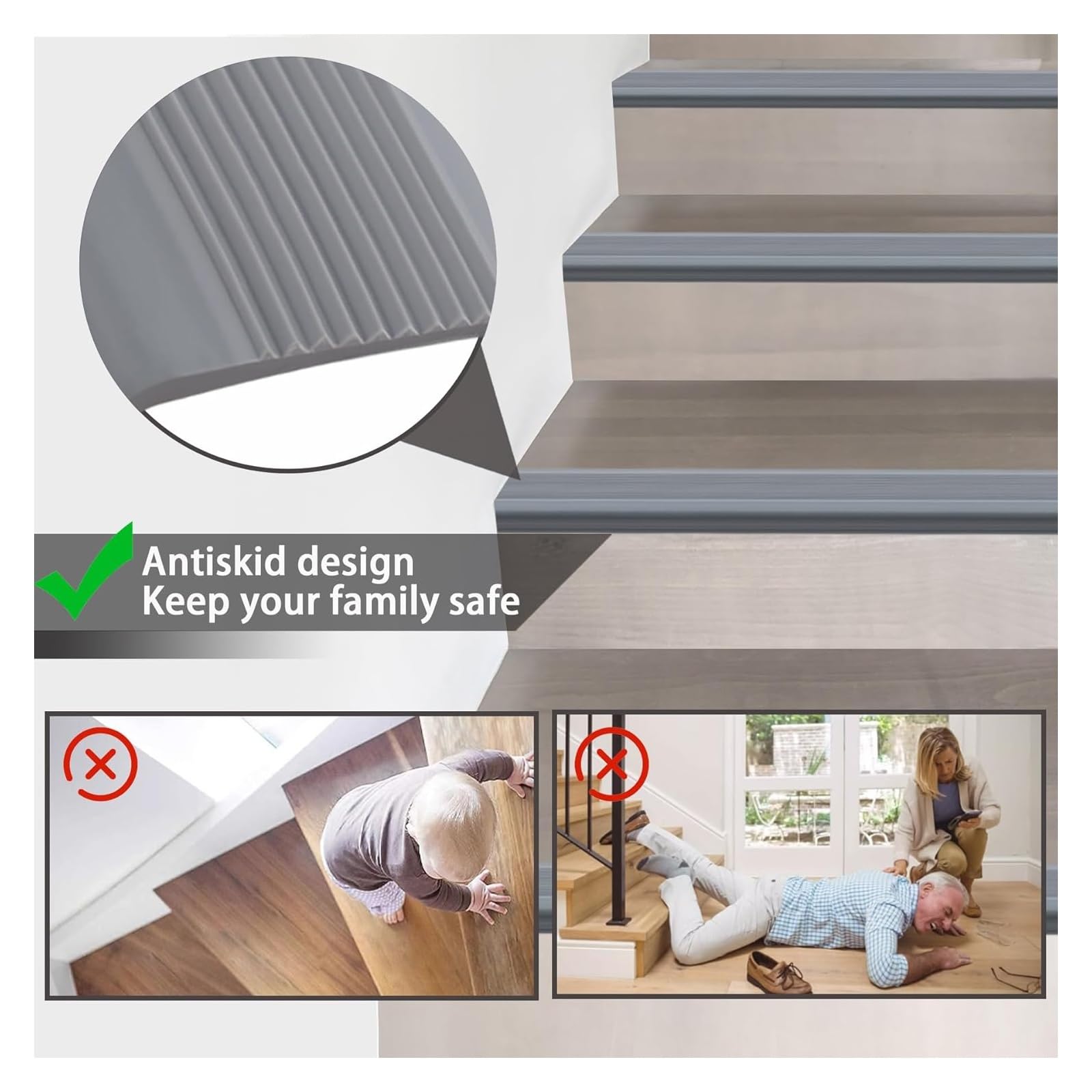 Tira De Vinilo Autoadhesiva Antideslizante Para Escaleras De 5 M, Borde De Escalera De Goma De PVC, Tira De Vinilo Autoadhesiva Para Bordes De Escalera De 2 M, Perfil De Borde De Escalera(Green,3m/118