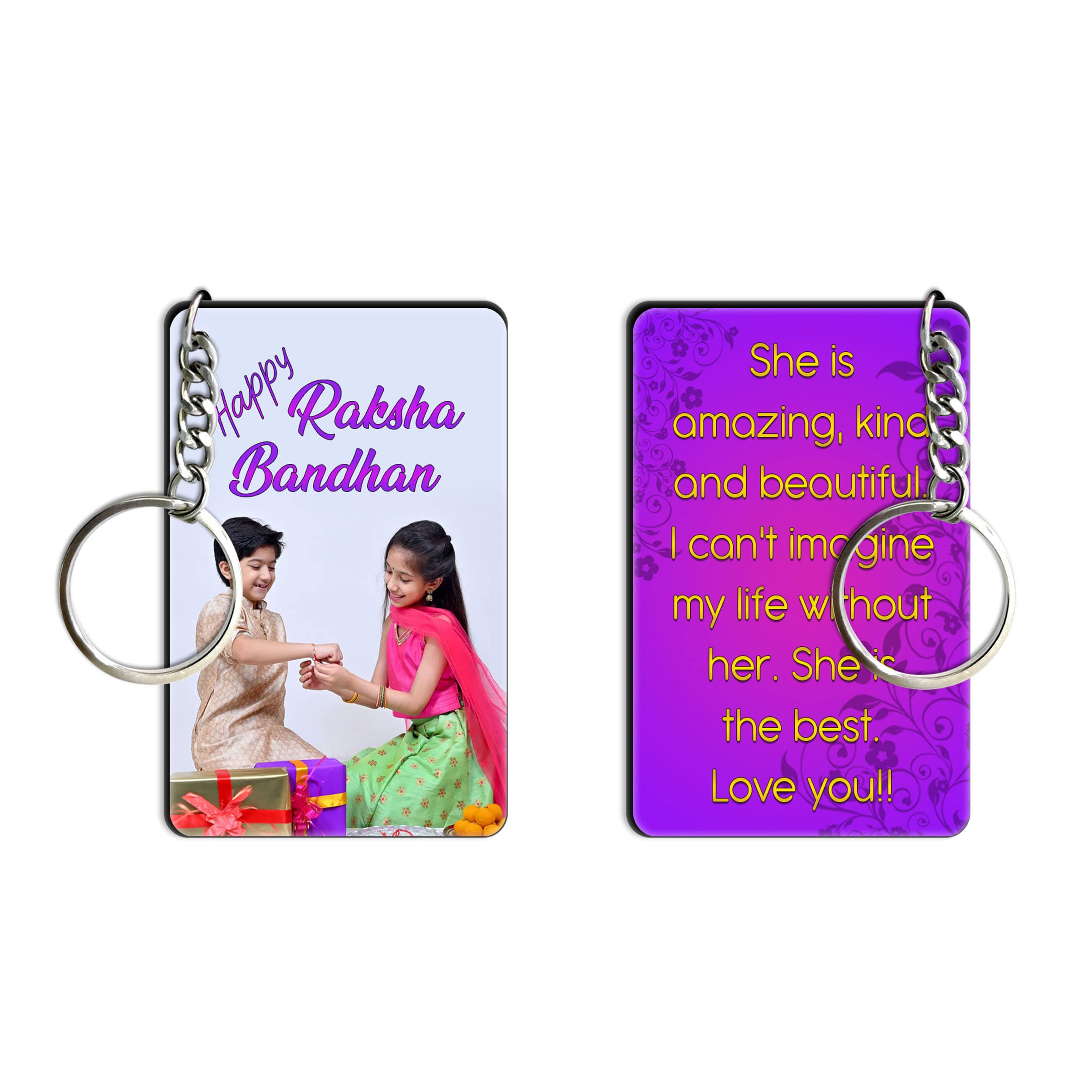 Personalized Printed Raksha Bandhan keychain gift for sisters-image-9