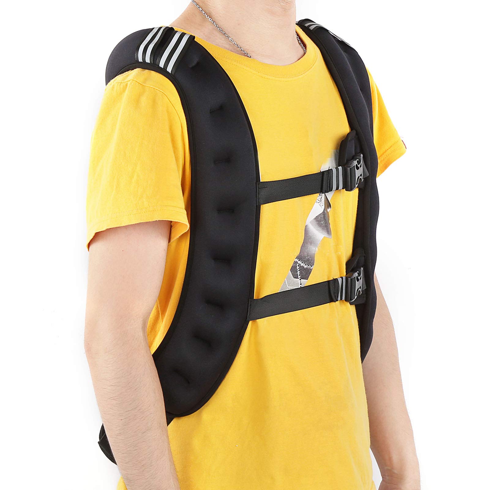 Sport Weighted Vest, Exercise Strength Training Jacket with 22 Lbs Fixed Weights Included Weight Vests Buckle for Workout Fitness Body Equipment Men Women Reflective Stripe and