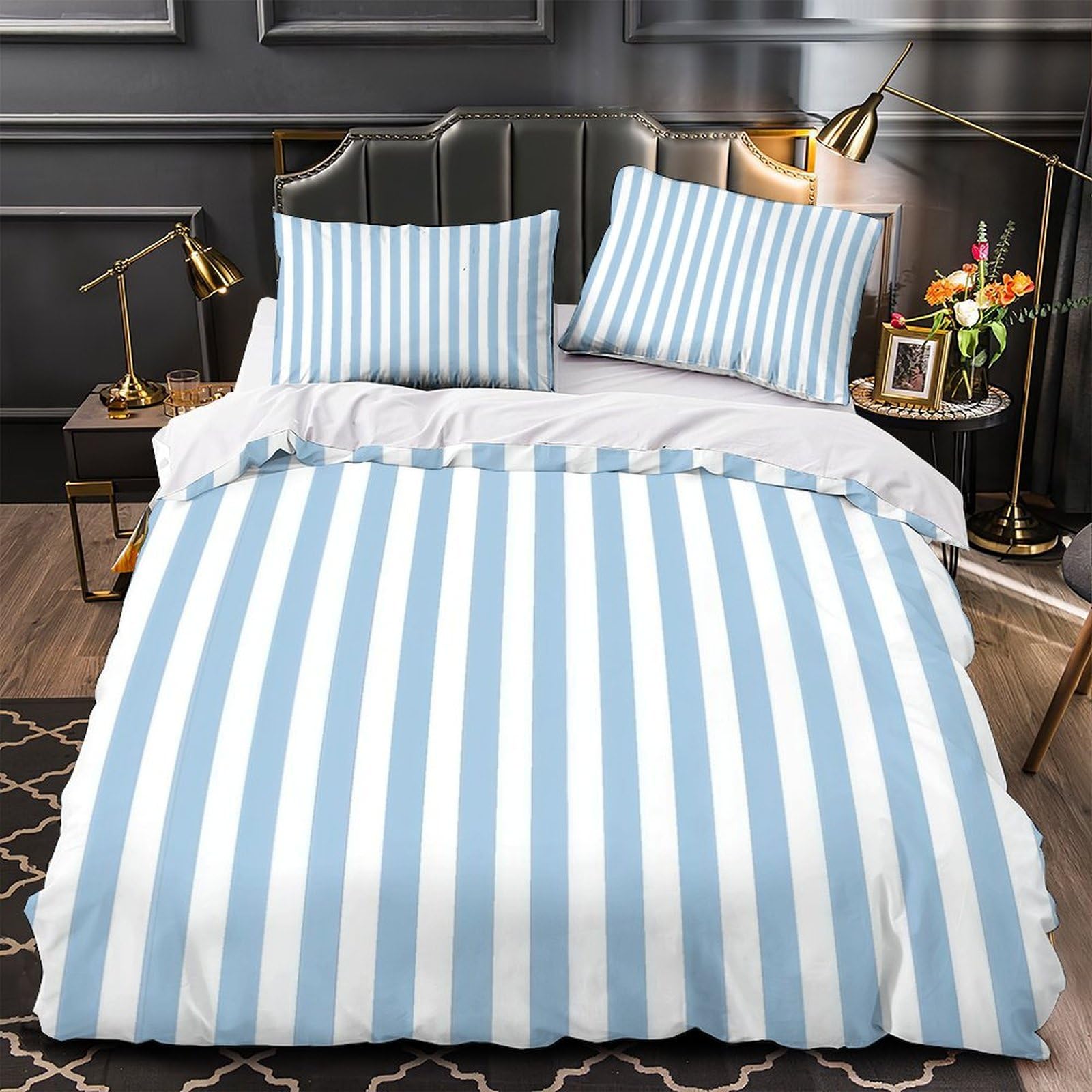 Parure housse de couette motif bleu pastel imprimé 3D en microfibre 200x200