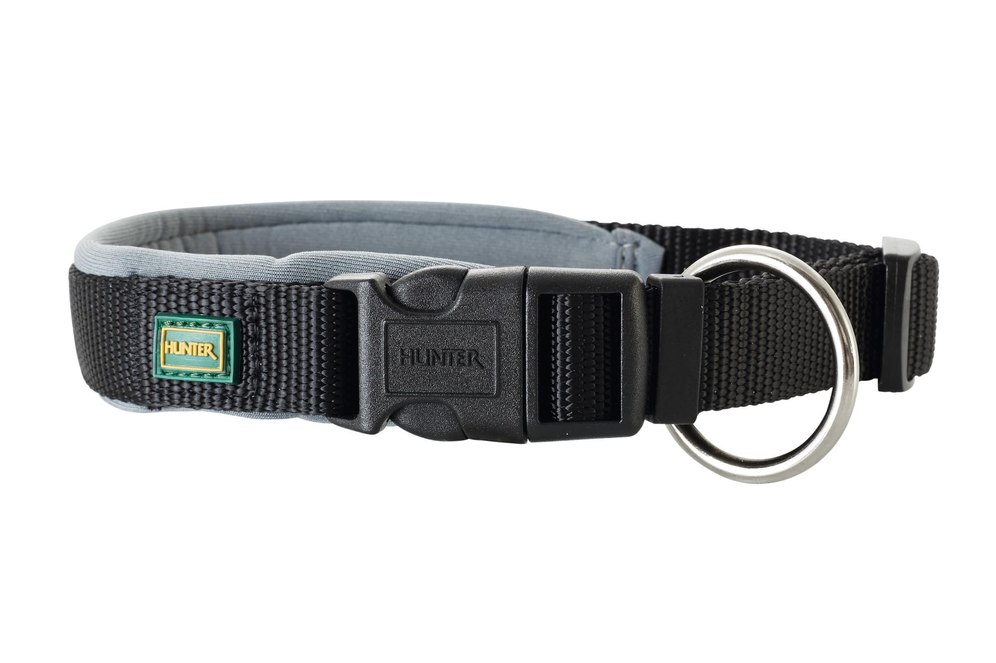 HUNTER NEOPREN VARIO PLUS collar, dog collar, nylon, padded with neoprene, 55/2,5 (L), Black/Grey