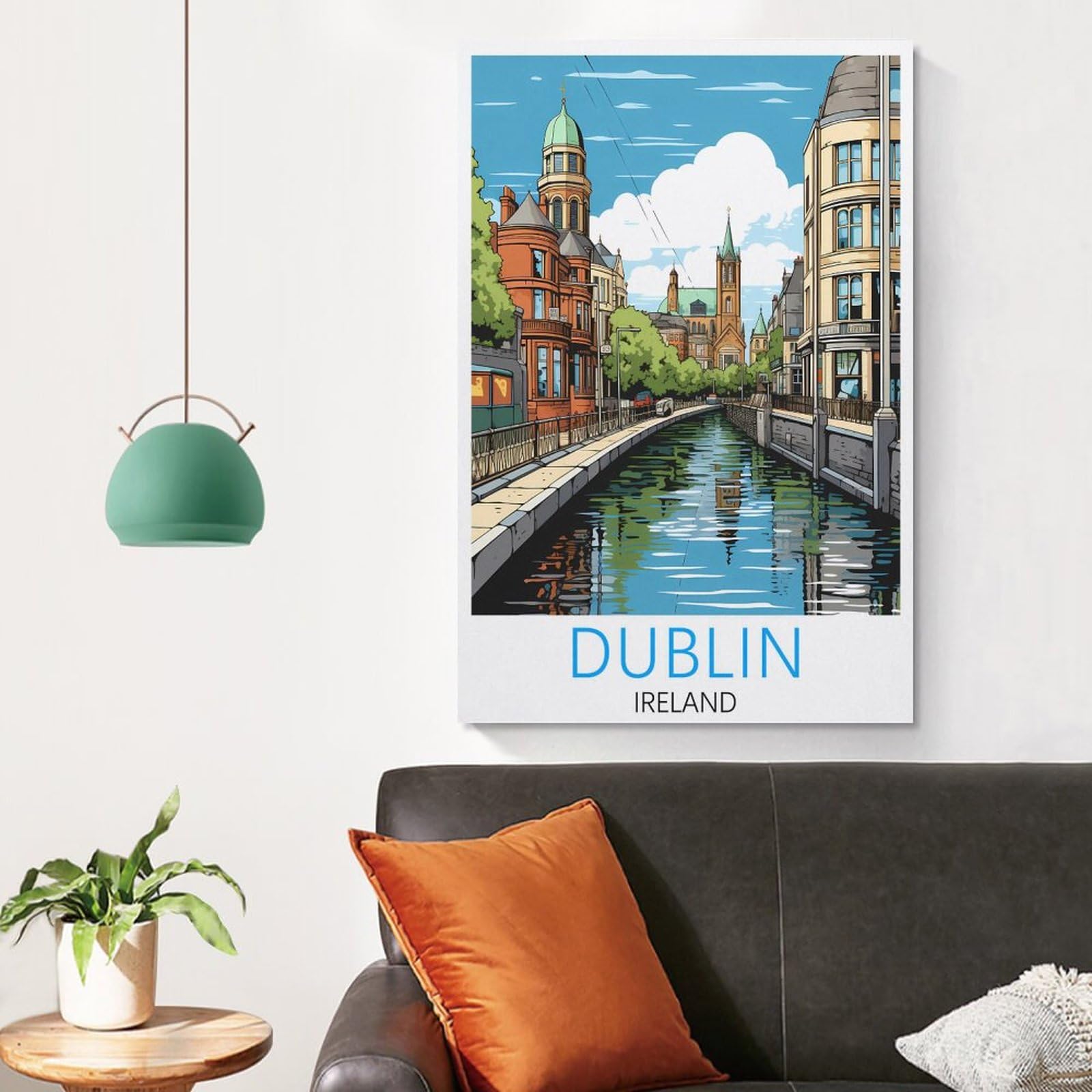 Affiche De Voyage Rétro Dublin Vintage Irlande Art Mural Ha'penny Bridge Château De Dublin Art Déco Rétro Ville Irlandaise Impression Décoration D'intérieur - Canada