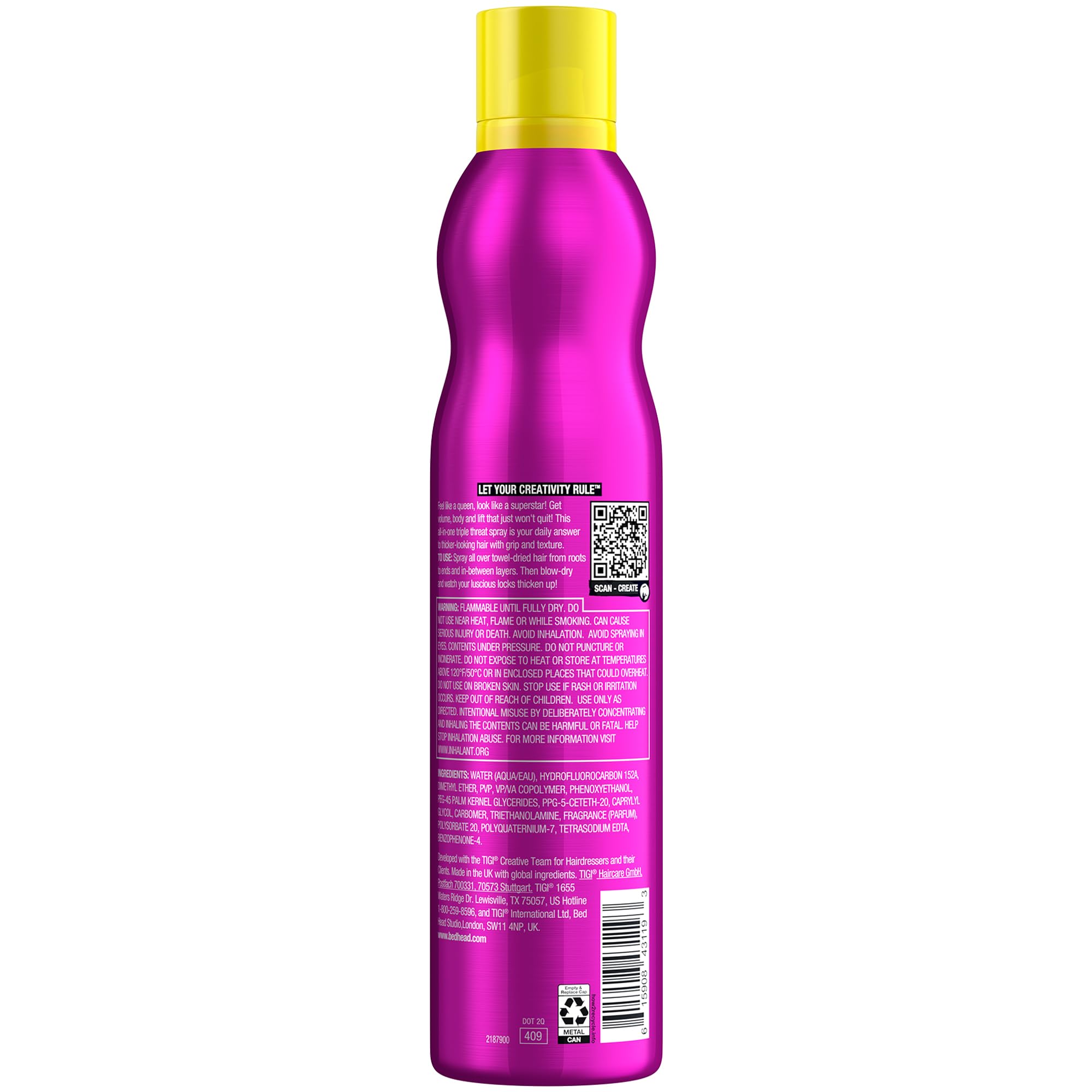 Amazon.com : TIGI Bed Head Hair Thickening Spray, Queen for a Day 