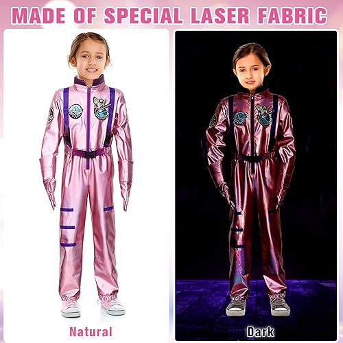 Miniatura 5 de Latocos Disfraz de astronauta para niños y niñas, regalos de 5 a 14 años con casco láser espacial para Halloween, juego de rol, disfraz
