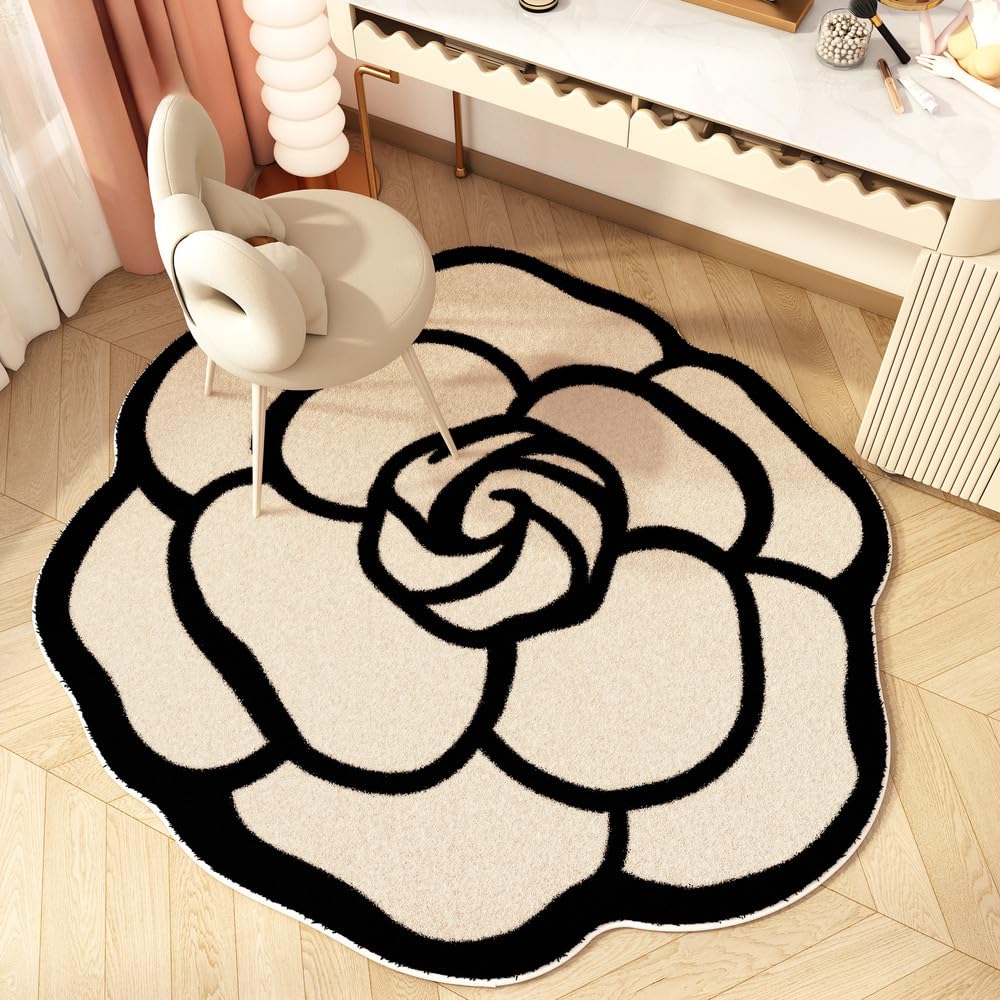 Tapis moelleux et confortable à fleurs grand format 200x200 cm pour salon et chambre moderne