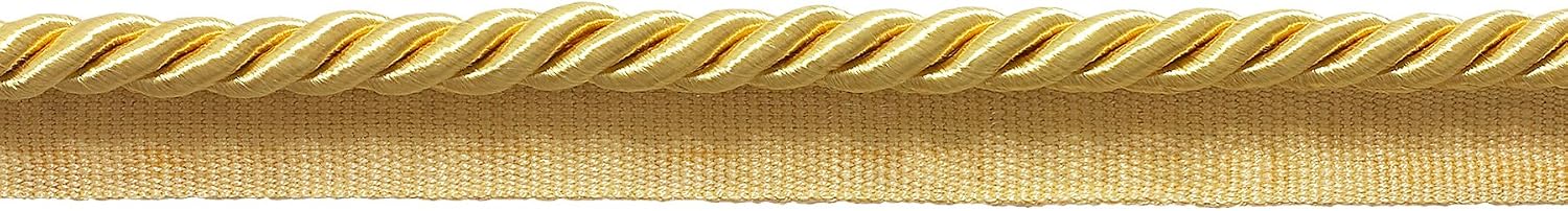 DÉCOPRO 10 Yard Value Pack of Medium 5/16 inch Basic Trim Lip Cord Style# 0516S Color: Light Gold - B7 (30 Ft / 9.1 Meters)