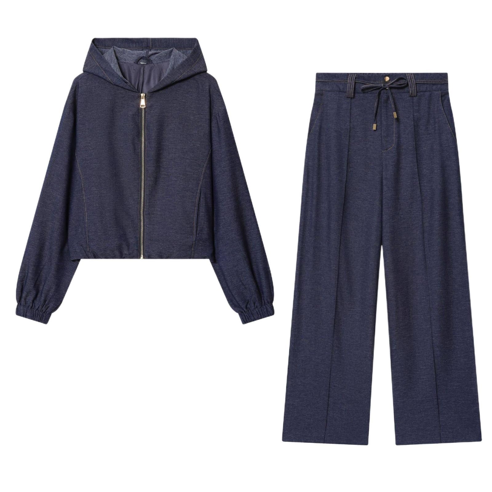 GFZMF - Completo da donna, 2 pezzi, giacca con cappuccio e pantaloni corti