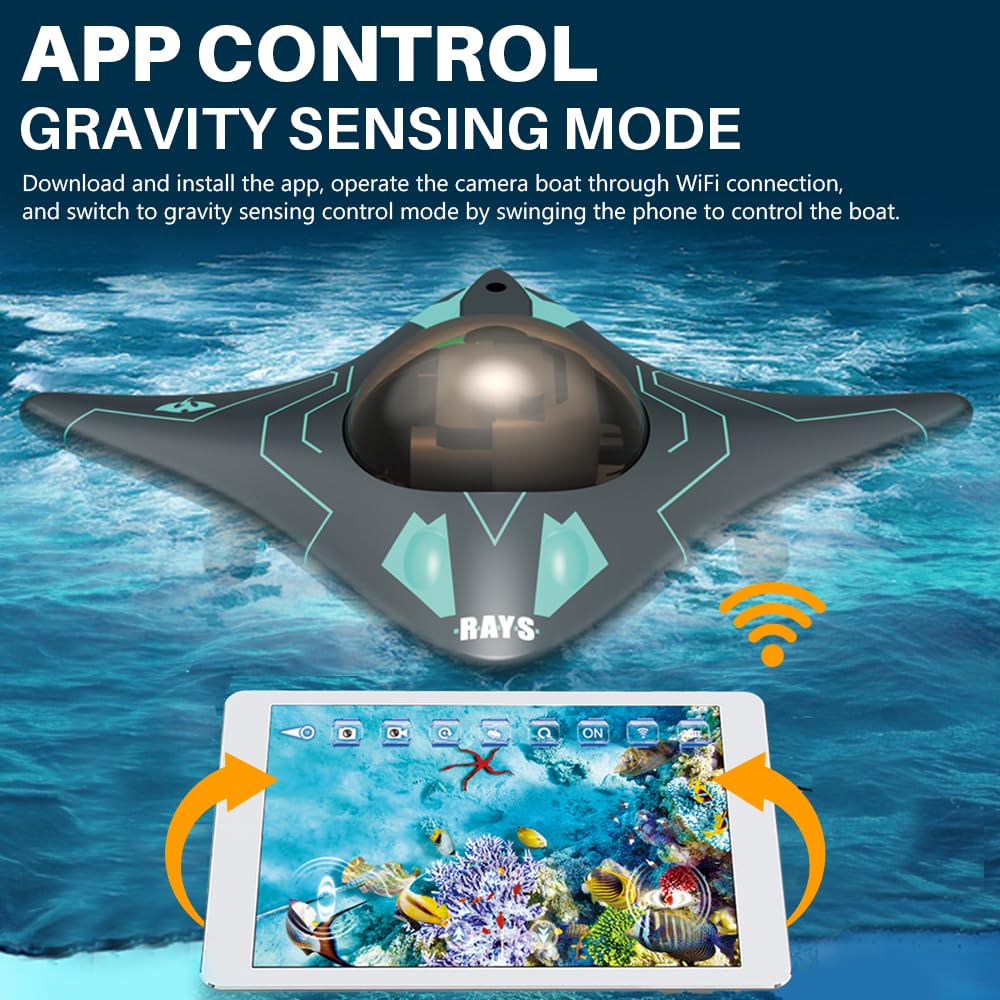 OBEST Remote Control Boat, High-Speed Spaceship Water Toy with High Definition Camera, LED Lights, App-Controlled - Image 3