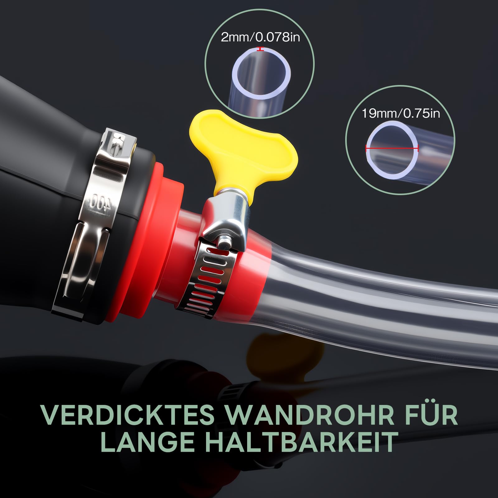 Aspirador manual XL con bomba de vacío, tubo de aspiración resistente al combustible de 2,5 m, para transferir aceite, diésel, gasolina y agua