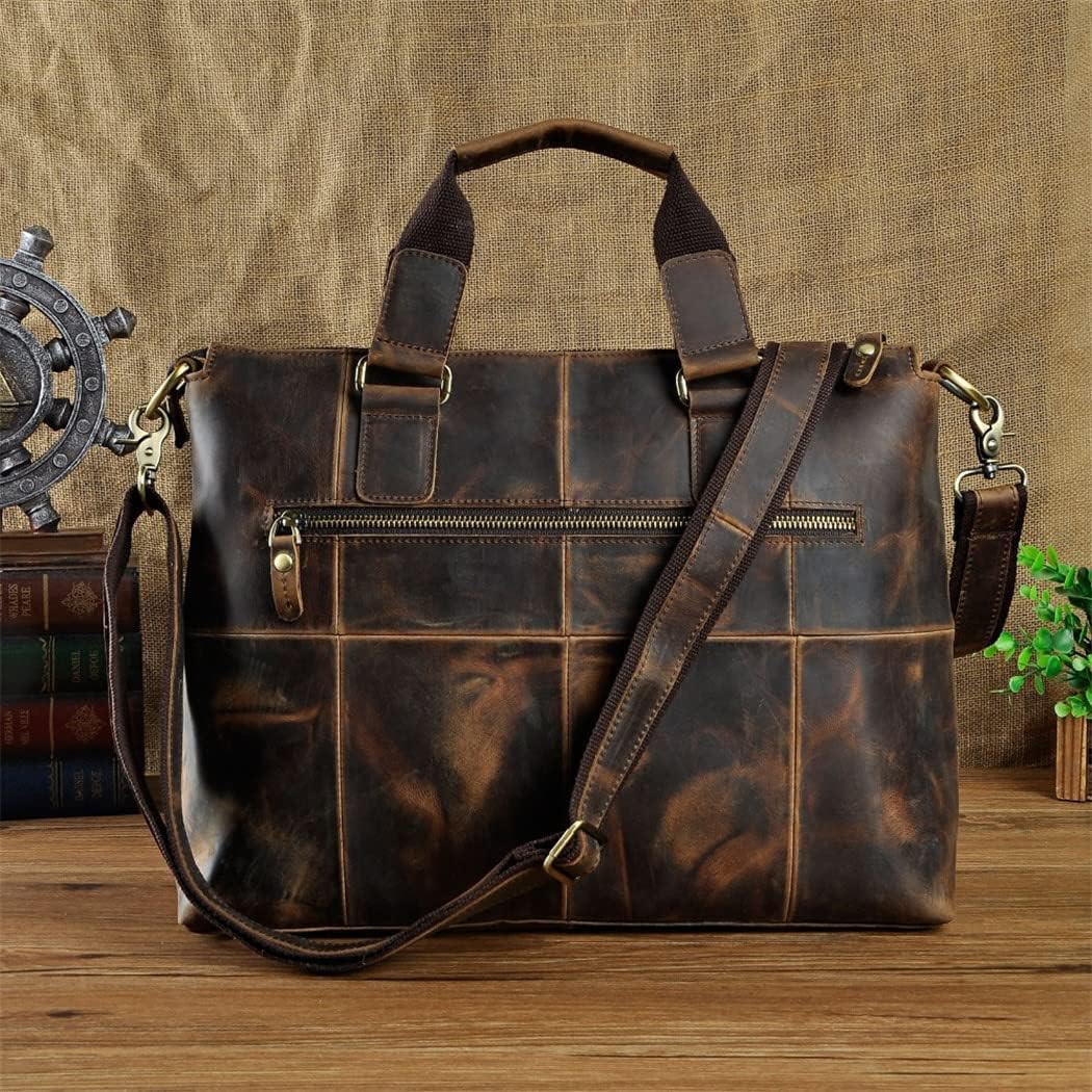 Haitpant Men Leather Retro Travel Business Briefcase 15" Laptop Case Portfolio Bag Shoulder Messenger Bag