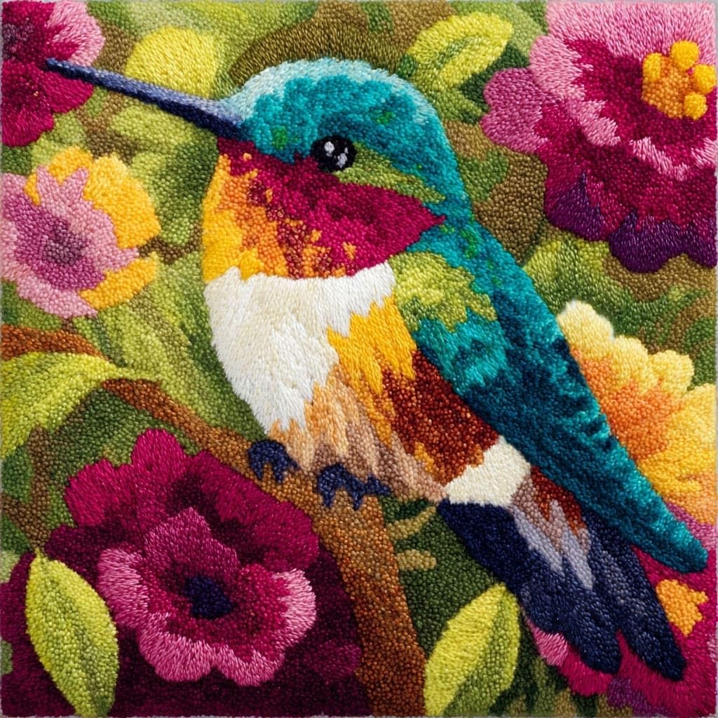 Henypt DIY Latch Hook Cushions Kits Flowers and Birds