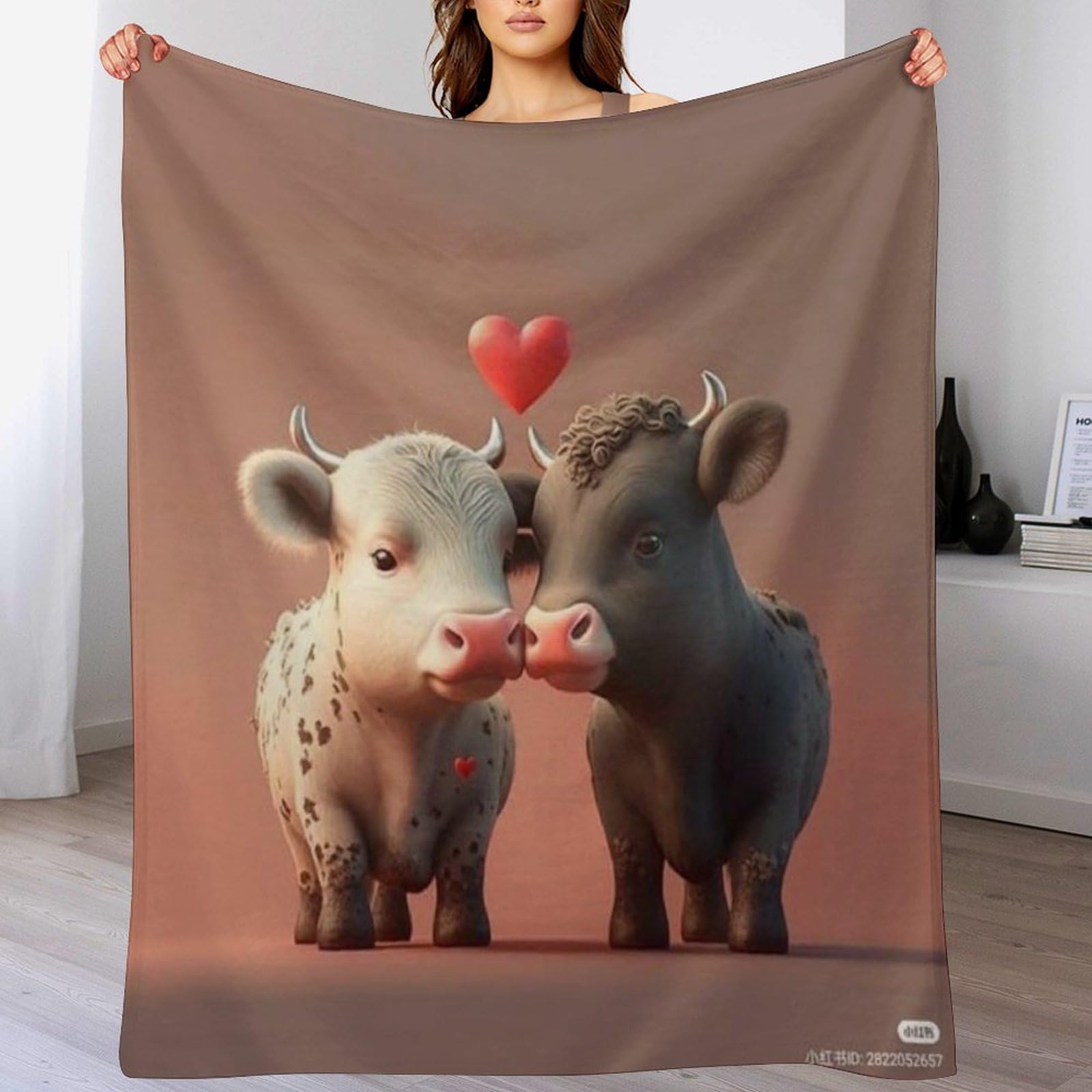 Couverture de lit flannel vache 130x180cm, jeté de canapé chaud pour quatre saisons