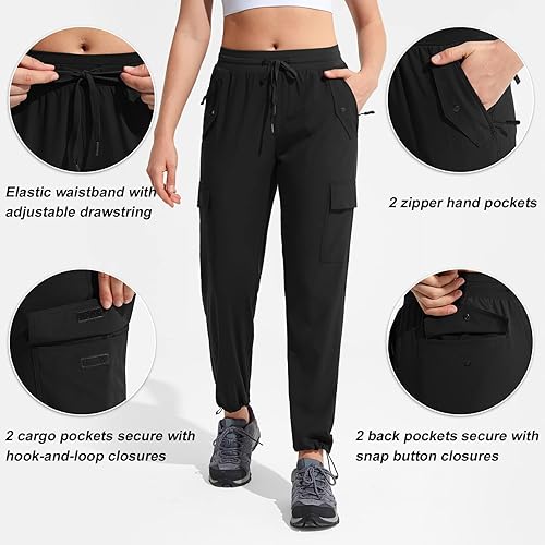 Miniatura 3 de POLIVA Pantalones de senderismo para mujer, ligeros, pantalones tipo cargo, capris para mujer, de secado rápido, resistentes al agua, golf, viajes