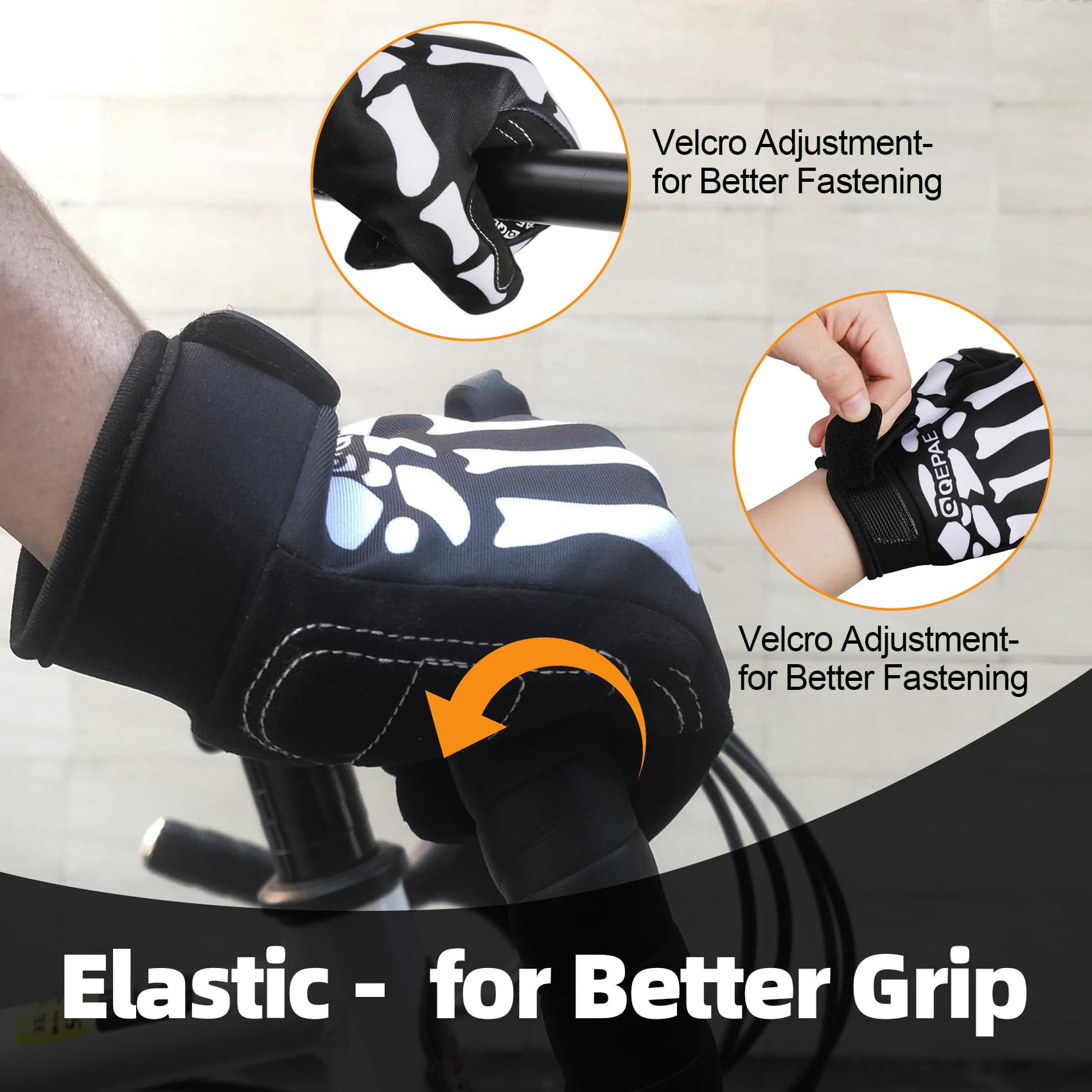 Guanti da scheletro per bici Guanti da ciclismo Guanti da teschio per uomo e donna, Guanti da moto per bicicletta Guanti da MTB Guanti da regalo di Halloween per sport all'aria aperta Escursionismo