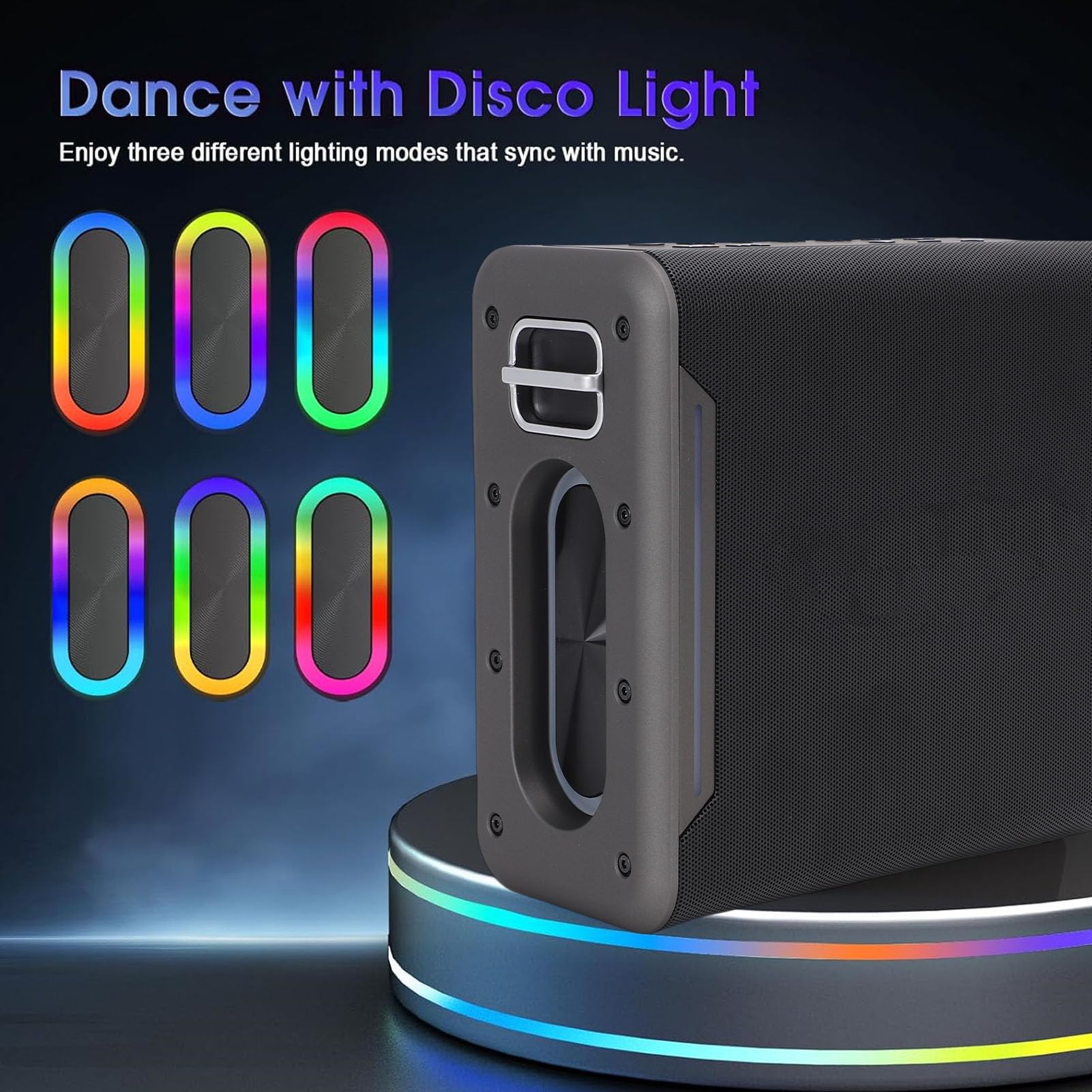 Jectse Macchina per Karaoke Portatile, Altoparlante da 60 W con 2 Microfoni Wireless, Batteria da 8-10 Ore, BT5.3, Impermeabile IPX6, Luci a LED, per Feste, Riunioni di Famiglia, Canto