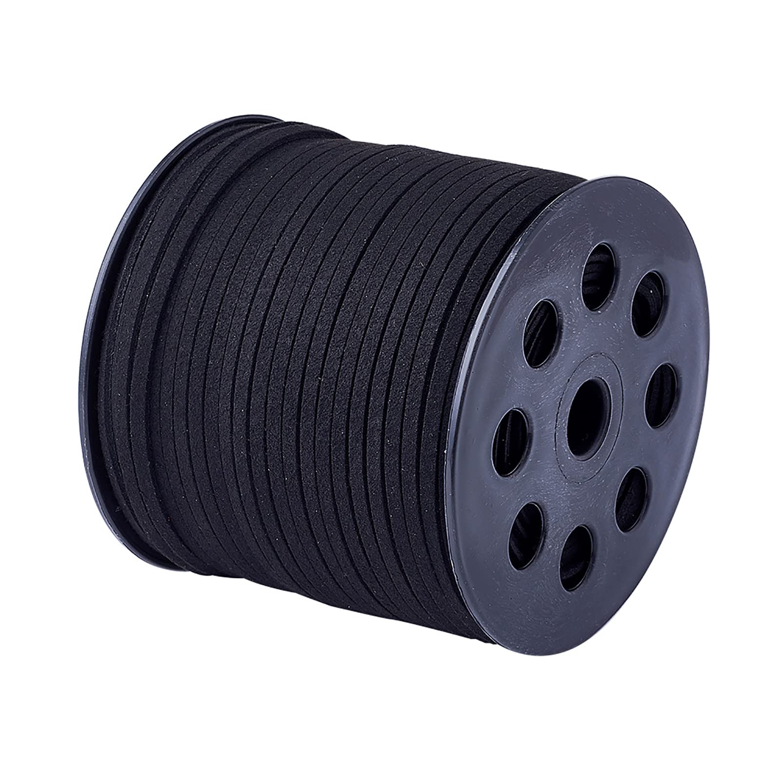 Cheriswelry 90m Faux Suede Cord 3mm Flat Lace Faux Suede Leather Craft Beading Thread String for DIY Jewellery Bracelet Making,Black