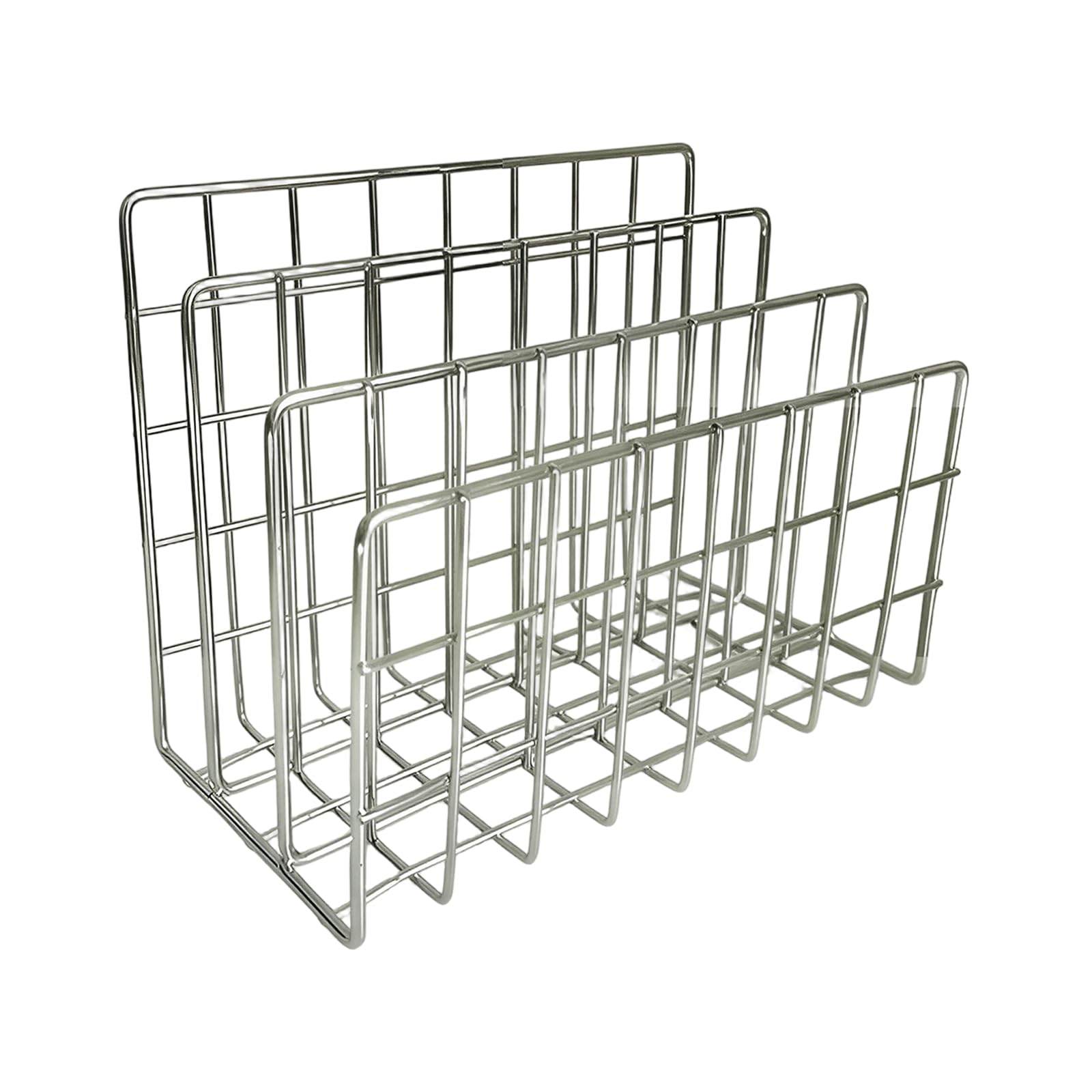 Plcpdm Stepped Desk Magazine Holder Metal Wire File Organizer With Upright Storage Sections For Notebooks Folders On Tables Desktop File Organizer Wire Magazine Holder Upright Paper Sorter Book Rack Dorm