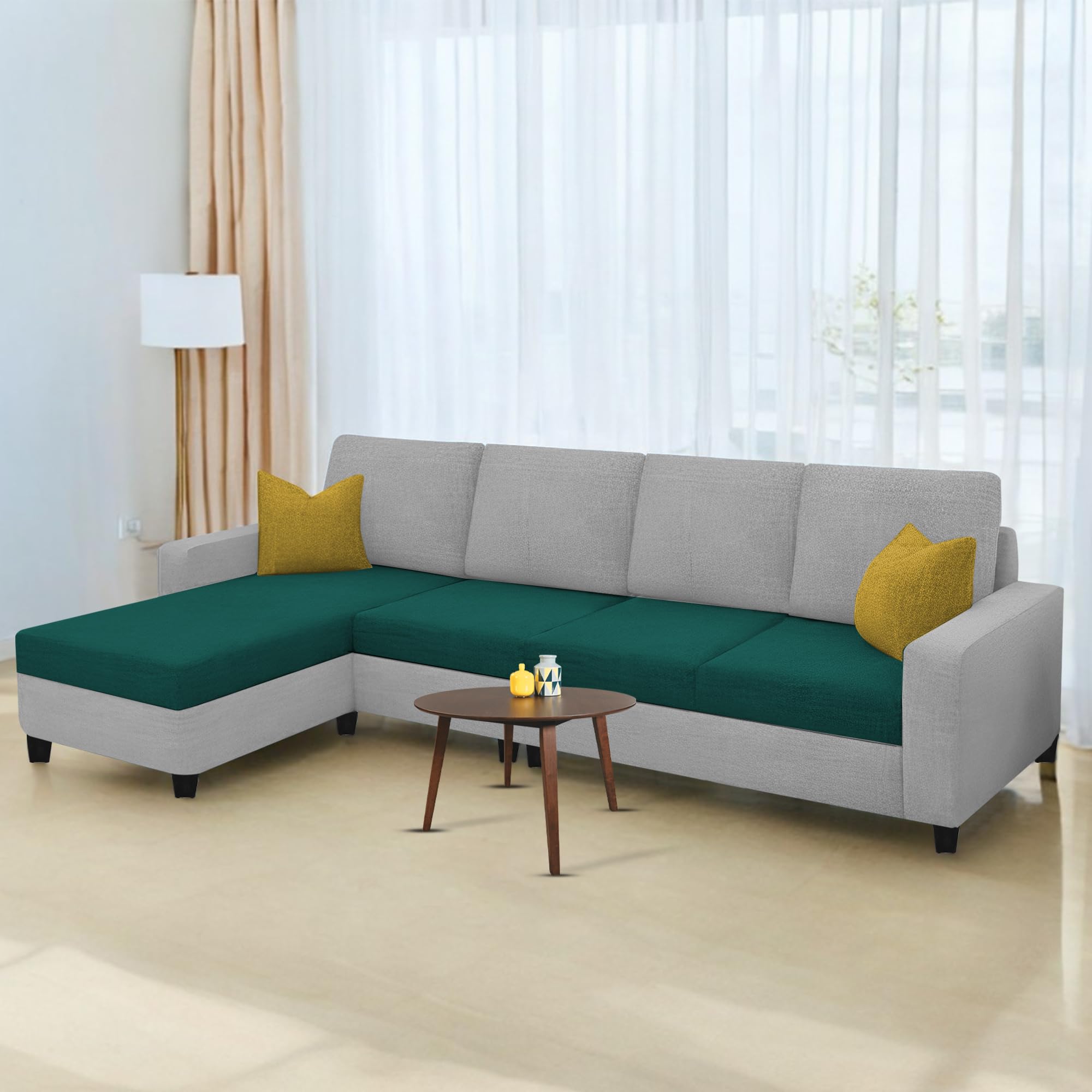 Casaliving Gerio 6 Seater LHS L Shape Sofa Set for Living Room (Pine Grey Fabric) Premium Fabric Sofa-image-17