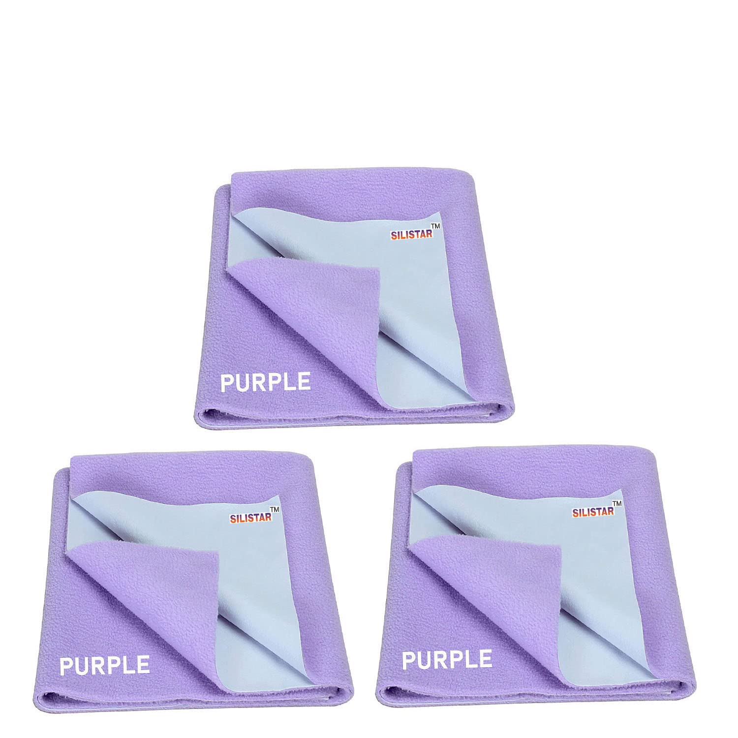 Silistar Baby Bed Protector Waterproof Dry Sheet (Medium (70cm X 50cm), (Purple) (Set of 3) Skin Friendly and Heat Free Mattress