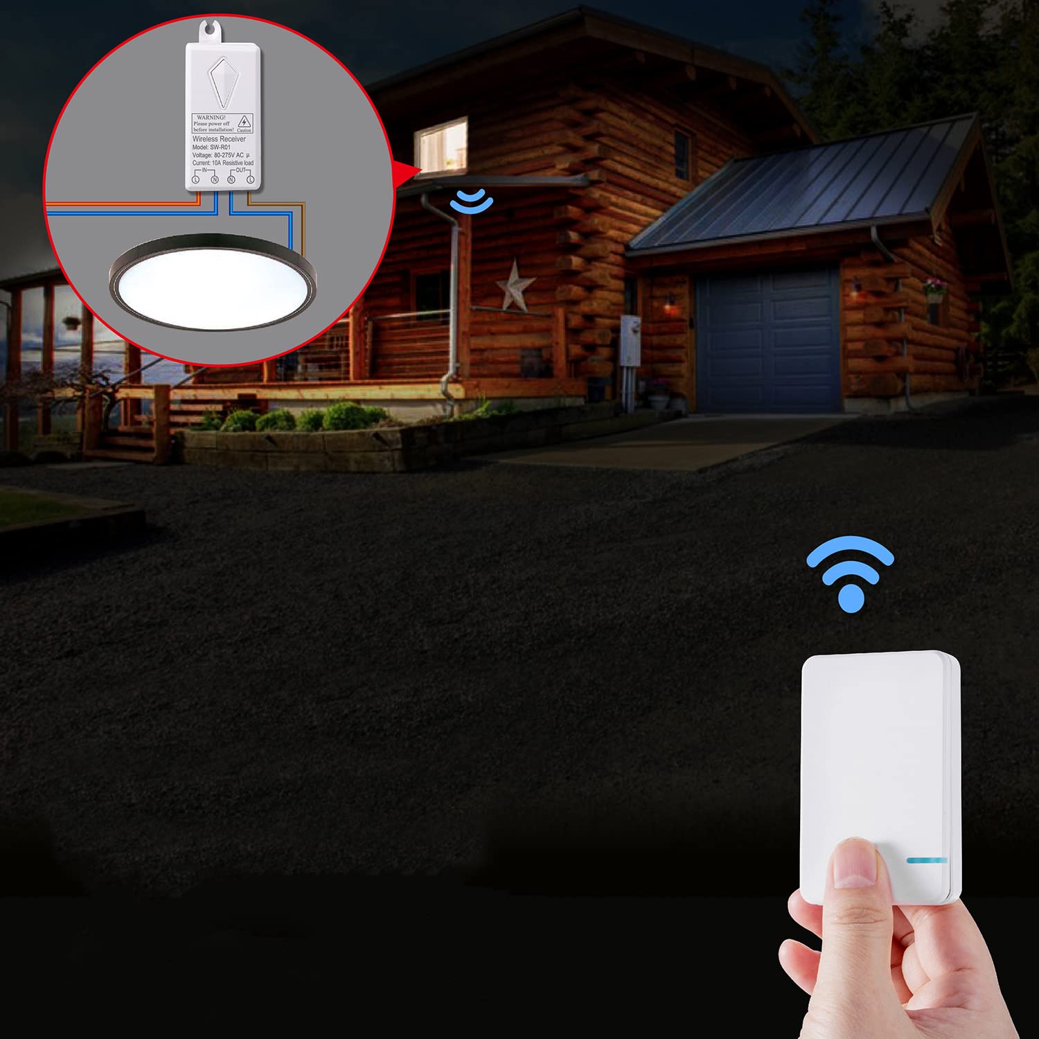 Kit D'Interrupteur Sans Fil, 80-275v Programmable Et Étanche Pour L'Éclairage De La Maison, Lampes LED, Remplacement De L'Ancien Interrupteur À Tirette