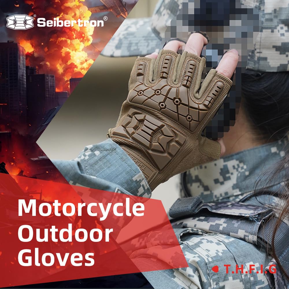 Seibertron T.T.F.I.G 2.0 Tactical Non-Slip 3 Finger Cut TPR Protection Sports Gloves for Scooter, Military, Motorcycle, Paintball, Cycling, Hiking, Airsoft, Camping, Hunting, Cycling - 3
