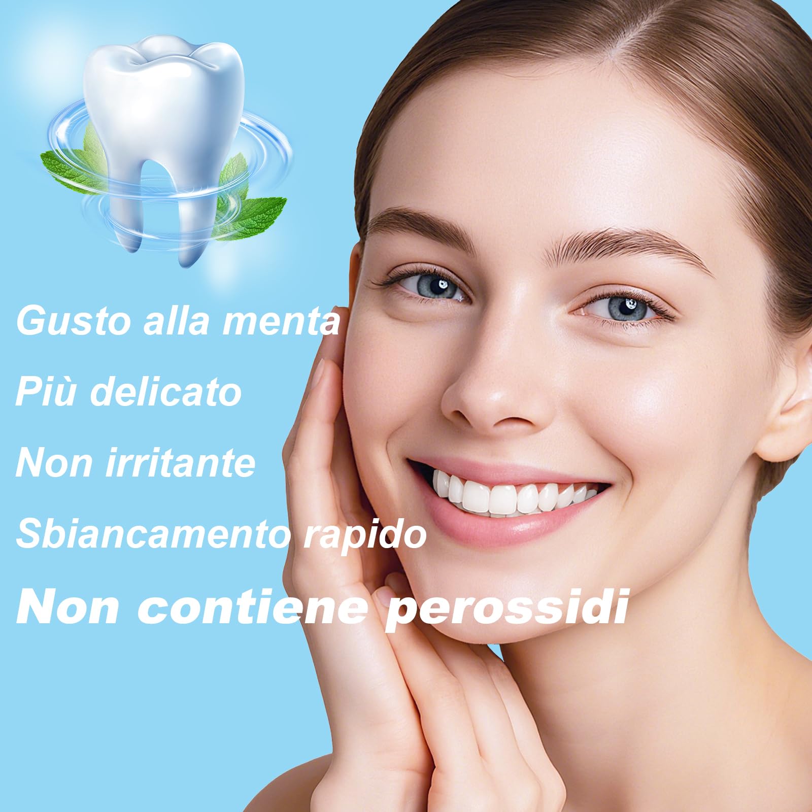 SURFOU Sbiancante Denti 56 Pezzi,Teeth Whitening Strips,Sbiancamento Rapido e Delicato – Senza Perossido,per Denti Sensibili, al Gusto Menta