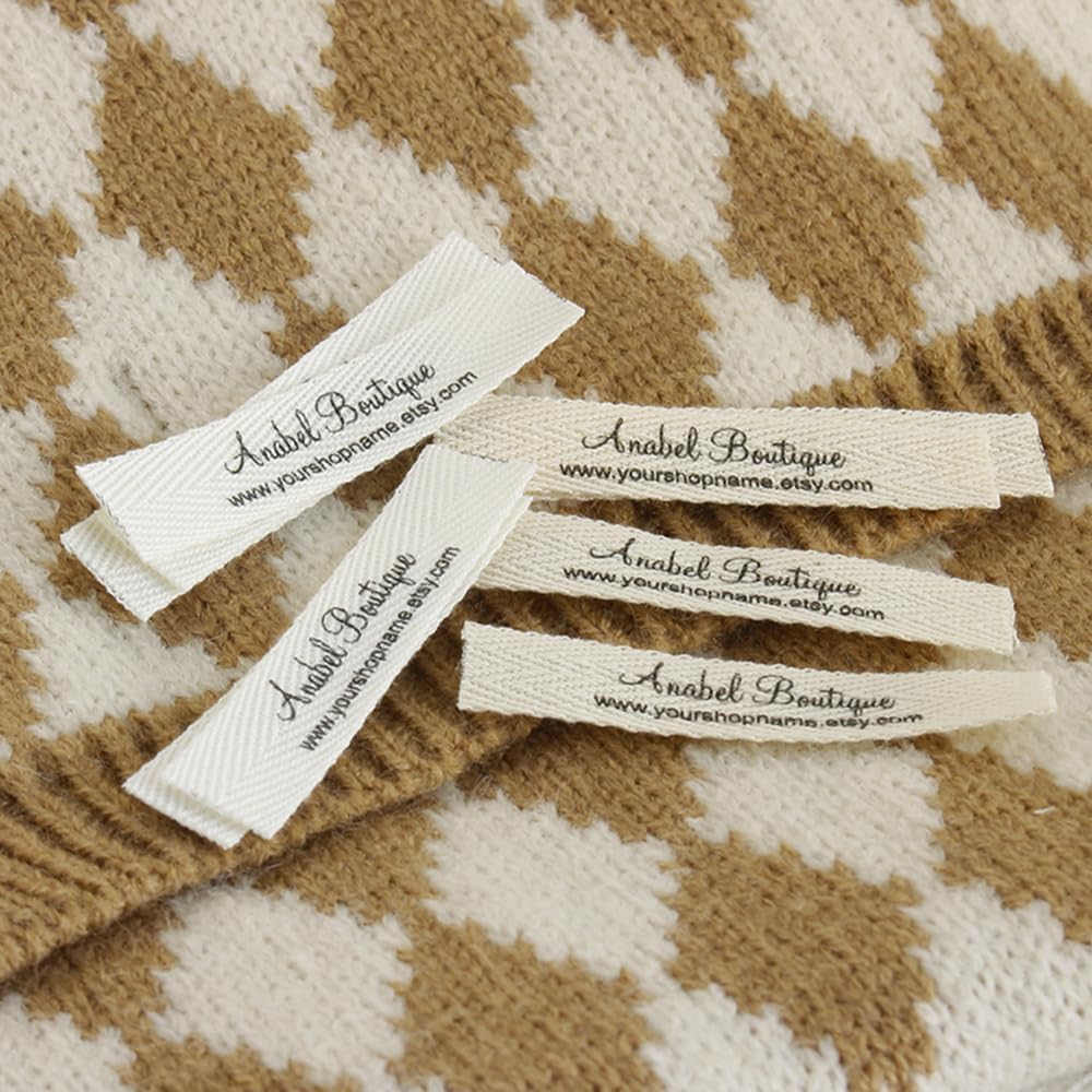 Etichette in cotone twill personalizzate, etichette personalizzate per abbigliamento, etichetta da cucire personalizzata, articolo fatto a mano, etichetta di abbigliamento personalizzata (200 pezzi)