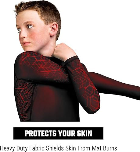 Miniatura 2 de Hayabusa Geo Kids BJJ Rash Guard de manga larga para niños y niñas