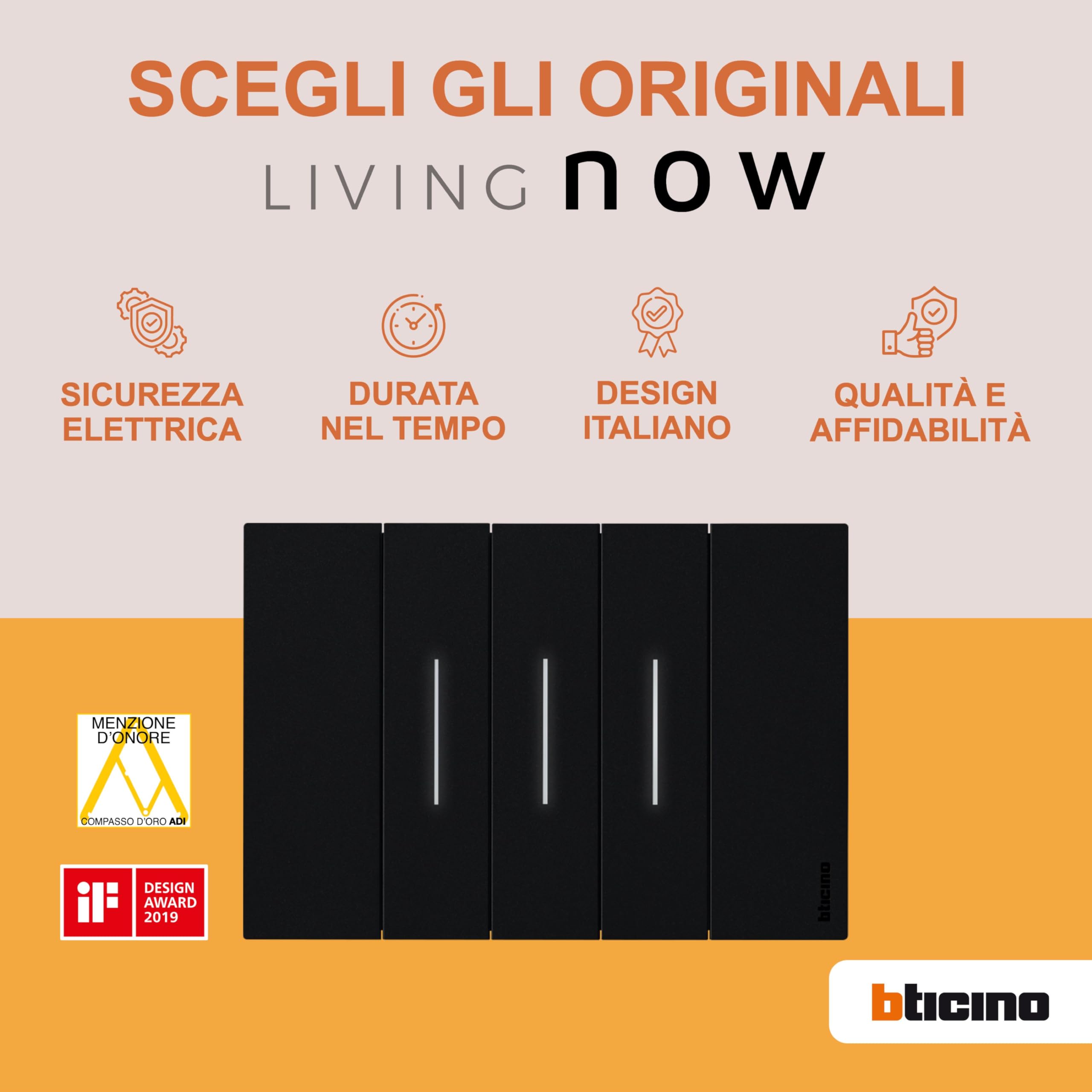 BTicino K4027C Living Now Comando Tapparella Connesso, 1 modulo