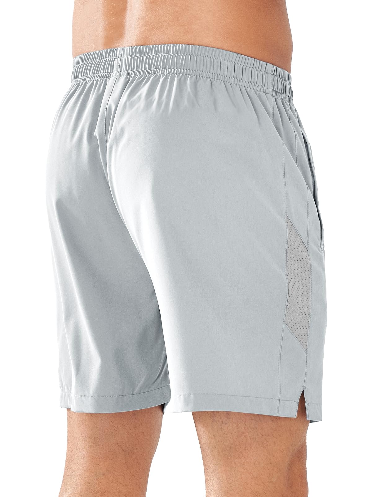NORTHYARD Herren Laufshorts 12,7 cm Workout Gym Tennis 17,8 cm kurz schnell trocknend aktives Training mit Reißverschlusstaschen, Hellgrau, XL