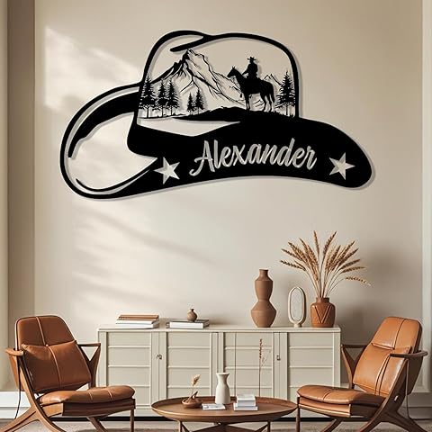 Custom Cowboy Metal Sign | Vintage Western Wall Decor | Family Name Sign | Outdoor ...