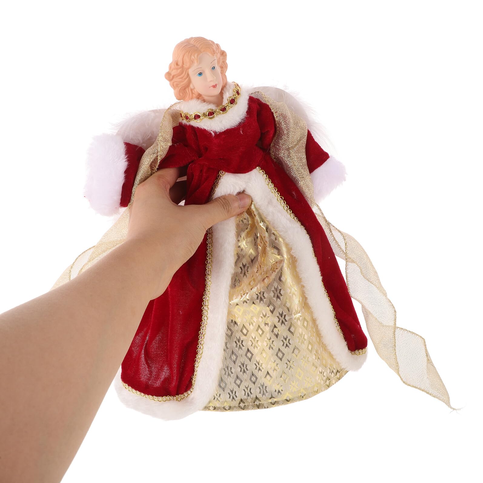 SHINEOFI Adorno para Punta de Árbol de Navidad Ángel Alas de Felpa Decoración Navideña Creativa Detalle para Fiestas y Decoración de Mesa