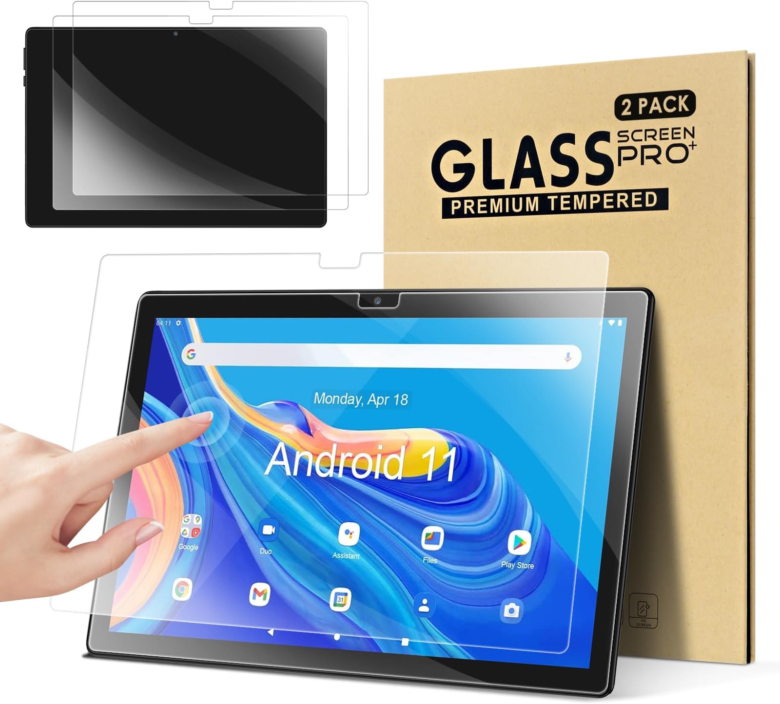 DETUOSI [2-PACK] Screen Protector for ‎FEONAL K116 10.1 inch Android Tablet, Ultra-Clear/Case-Friendly/Touch Sensitive/Bubble Free/Anti-Scratch Tempered Glass Mica para ‎FEONAL K116 10 inch Tablet