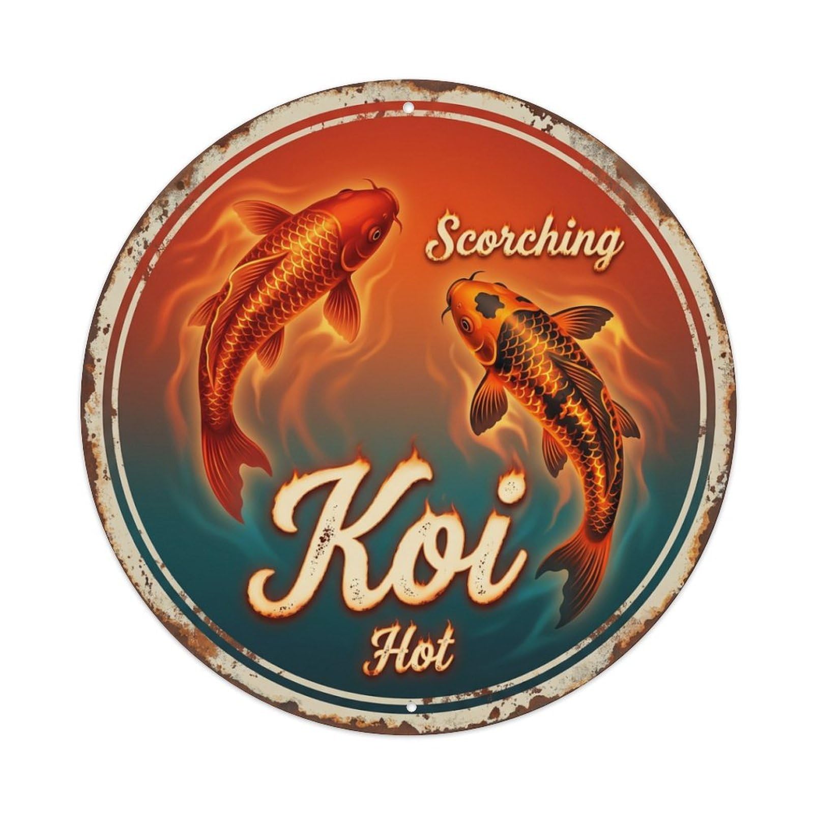 Tgrcjimh Style Metal Tin Sign Koi Fish Sparkle Twinkle Japanese Retro Decor