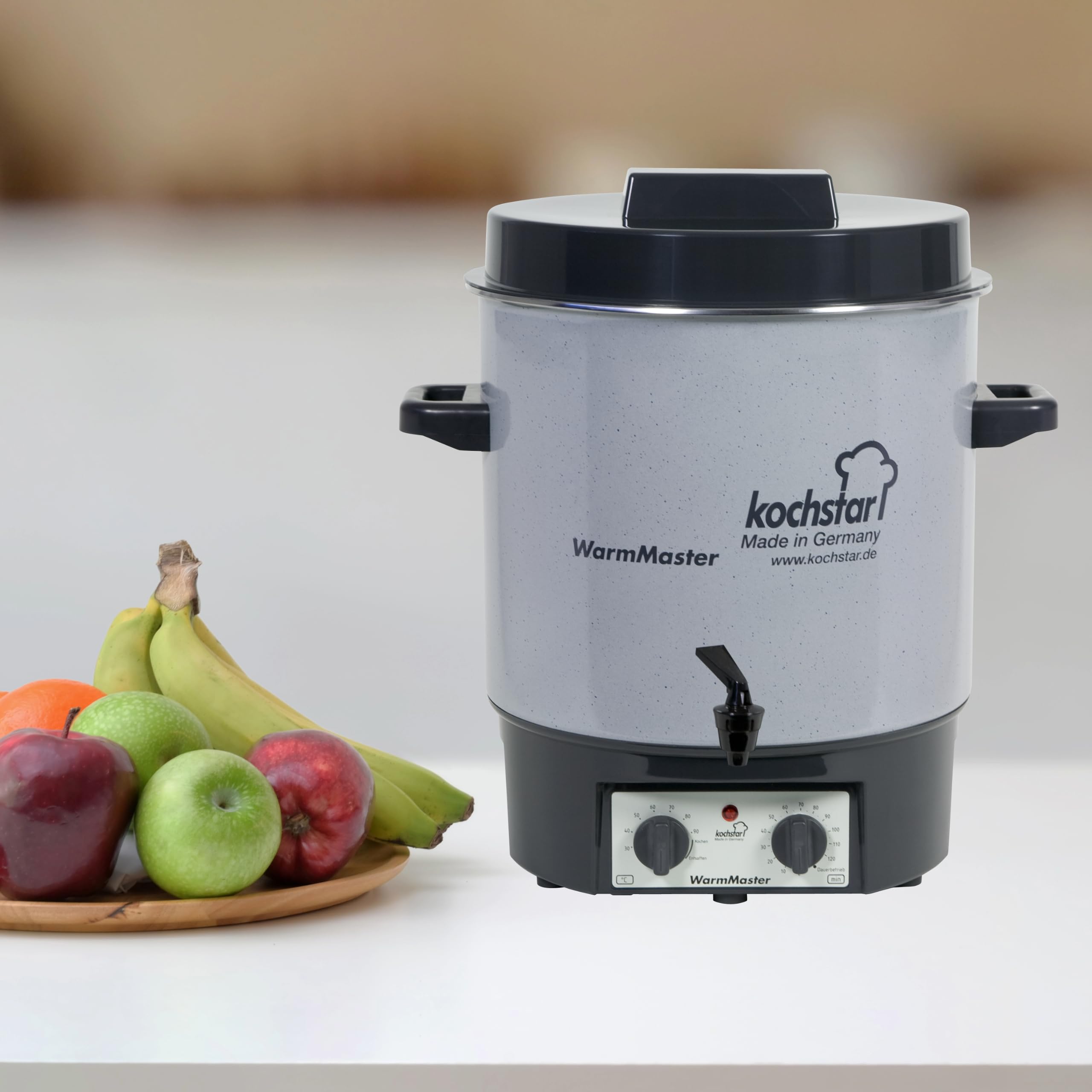 KOCHSTAR Sterilisator Emaille Thermo Wasserhahn Timer 27/29 l 45 x 42 x 29 cm Grau