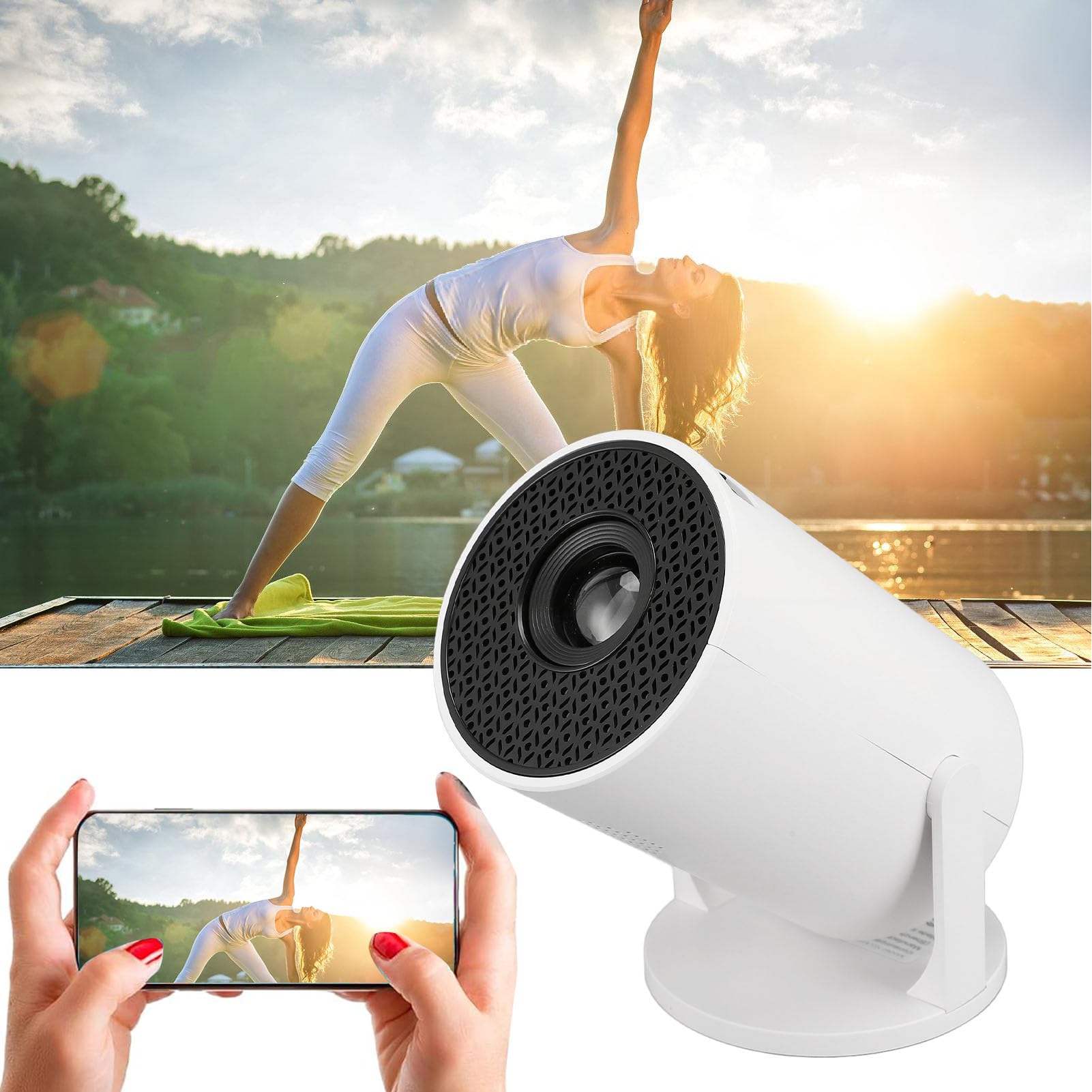 Mini Projecteur avec WiFi et Bluetooth, Projecteur de Cinéma Maison HD 1080P, Rotatif à 270° | 150 ANSI | 8000LM | Keystone Automatique, Vidéoprojecteur pour Téléphone, USB, TV