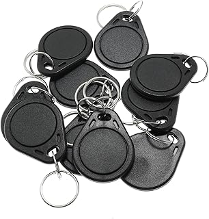 Maxmoral 10pcs Black Plastic ID 125KHz RFID Writable Rewritable T5577 Key Fob Tag for RFID Writer