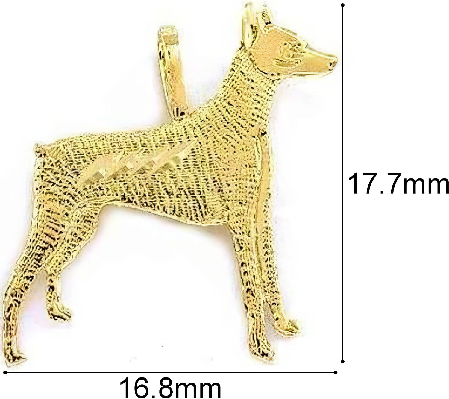 FindingKing 14K Yellow Gold Doberman Pinscher Charm Dog Jewelry