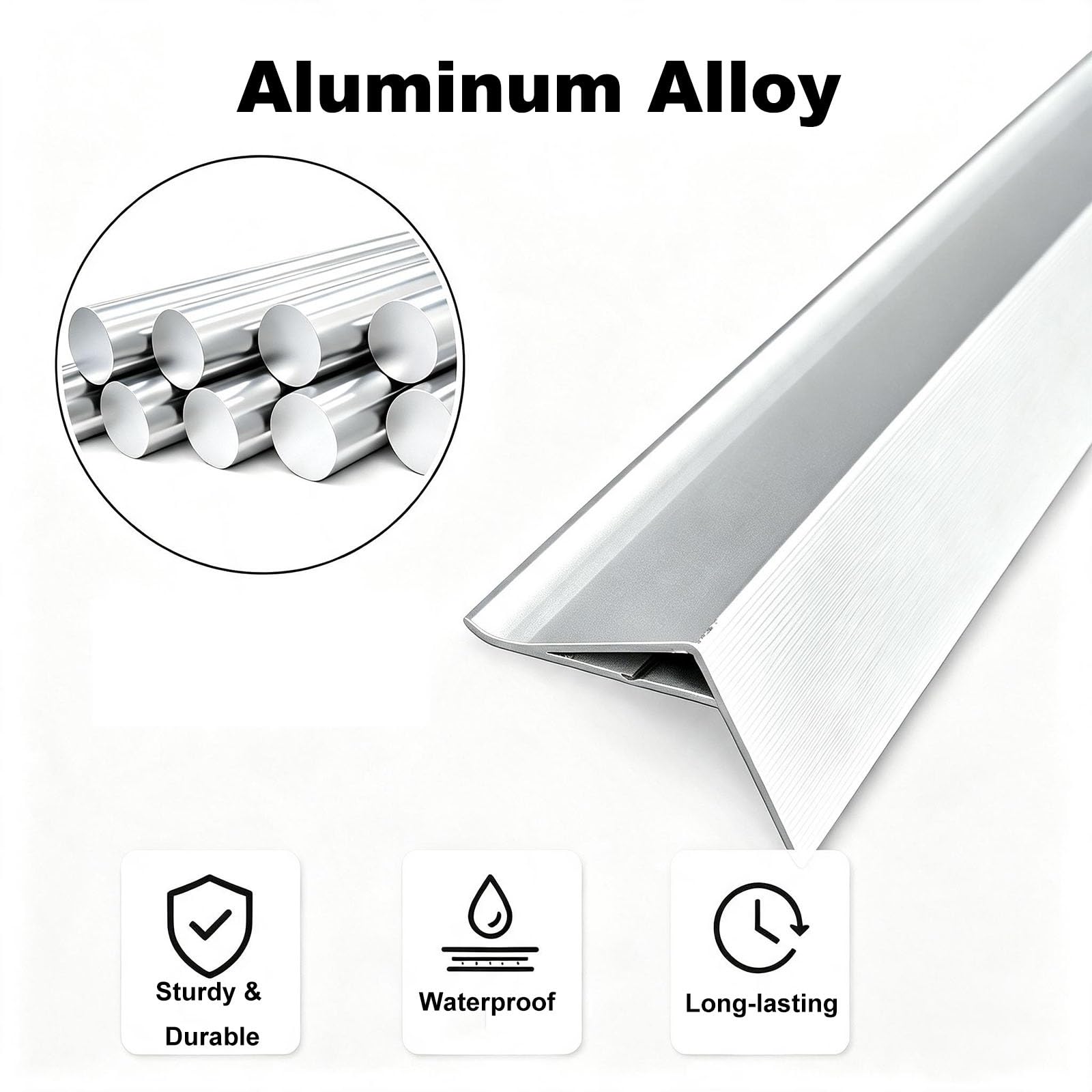 Perfil vierteaguas vertical, fijación con pegamento y tornillos | Deflector de lluvia de aluminio, diseño 90° para aleros, ventanas y balcones(12 Pack)