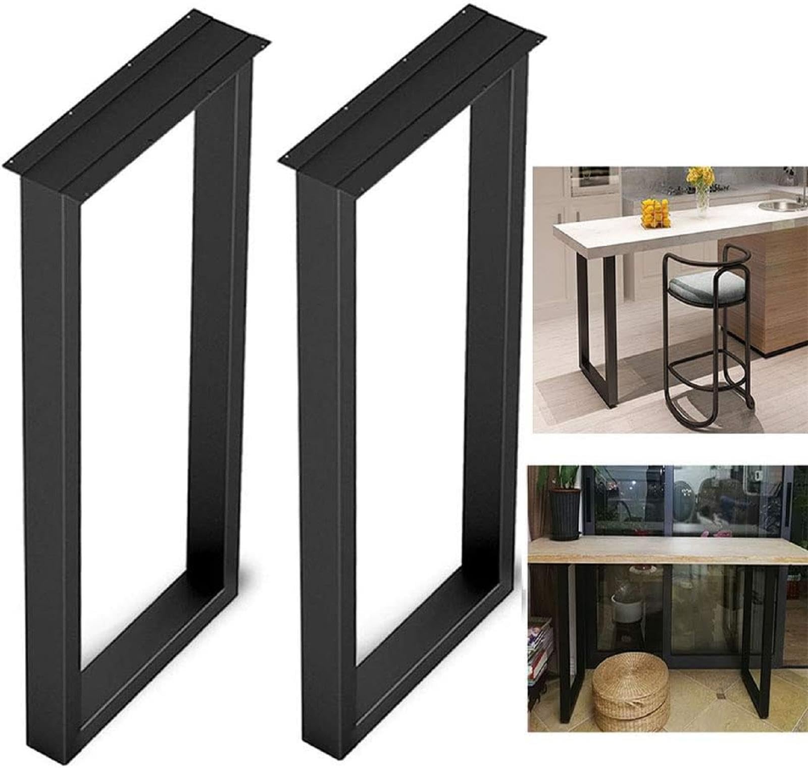Pieds de table en métal robustes en U pour plateau lourd de bar