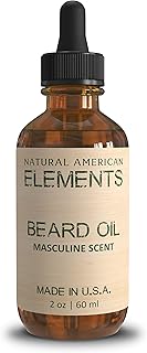 ELEMENTS Beard Oil – 100% All Natural, Masculine Scent, Essential Oils, Organic Argan & Jojoba Oils – Moisturizes, Softens & Strengthens - Made in USA – Men’s Beard Conditioner, 2 oz