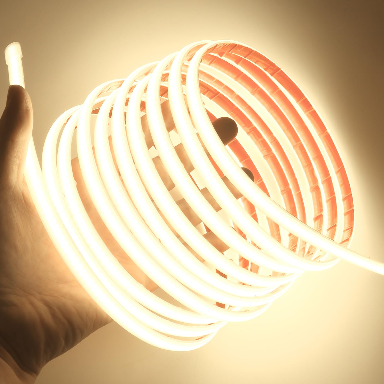 Dimmable Ruban LED COB avec Fonction Minuterie, Lumière au LED IP65 étanche 230V 288LEDs/m Silicone Bandeau Autocollant Flex Ruban LED Light Strip pour Intérieur/Extérieur (Blanc naturel, 12M)